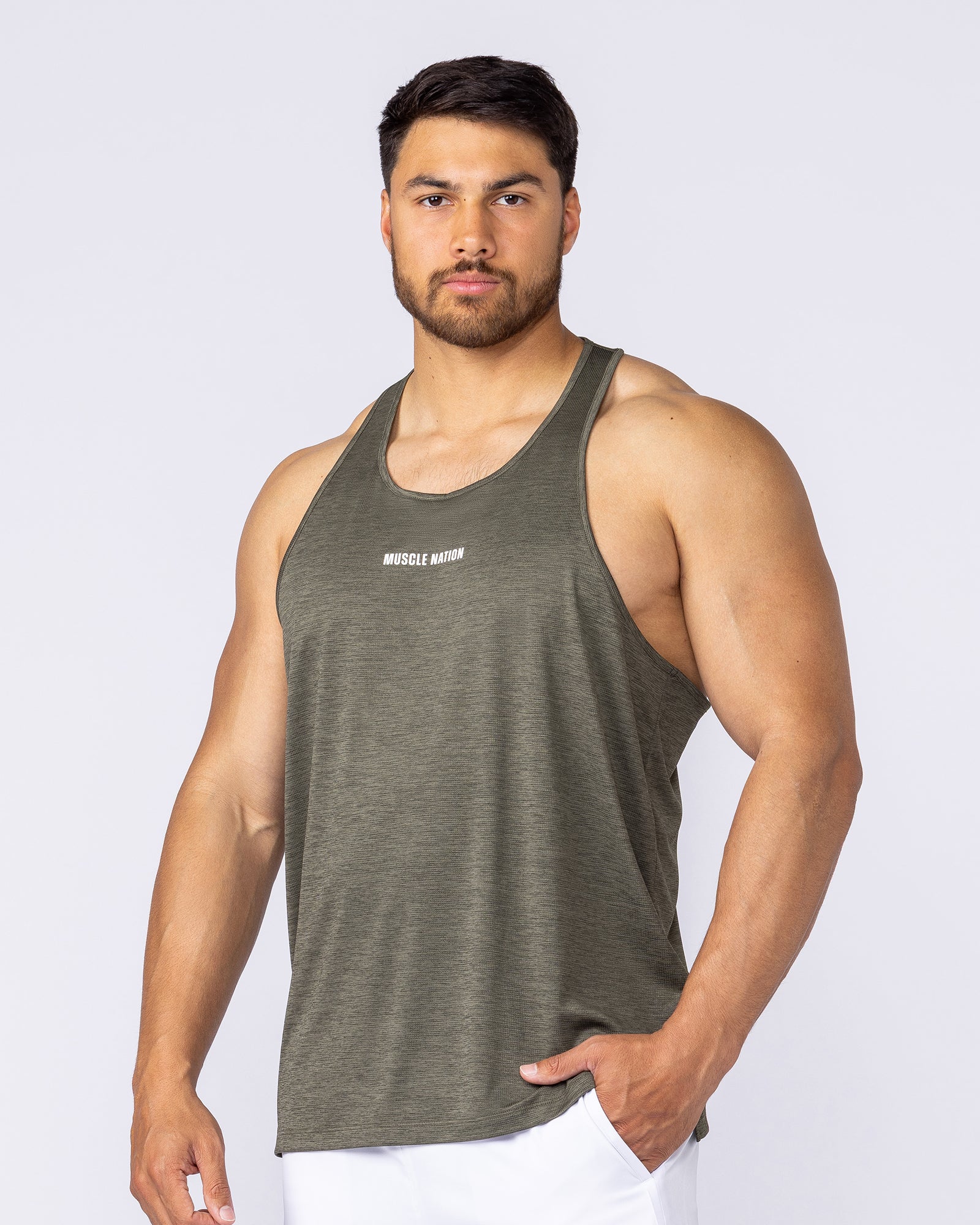 Aero Y Back Singlet - Khaki - Image 4