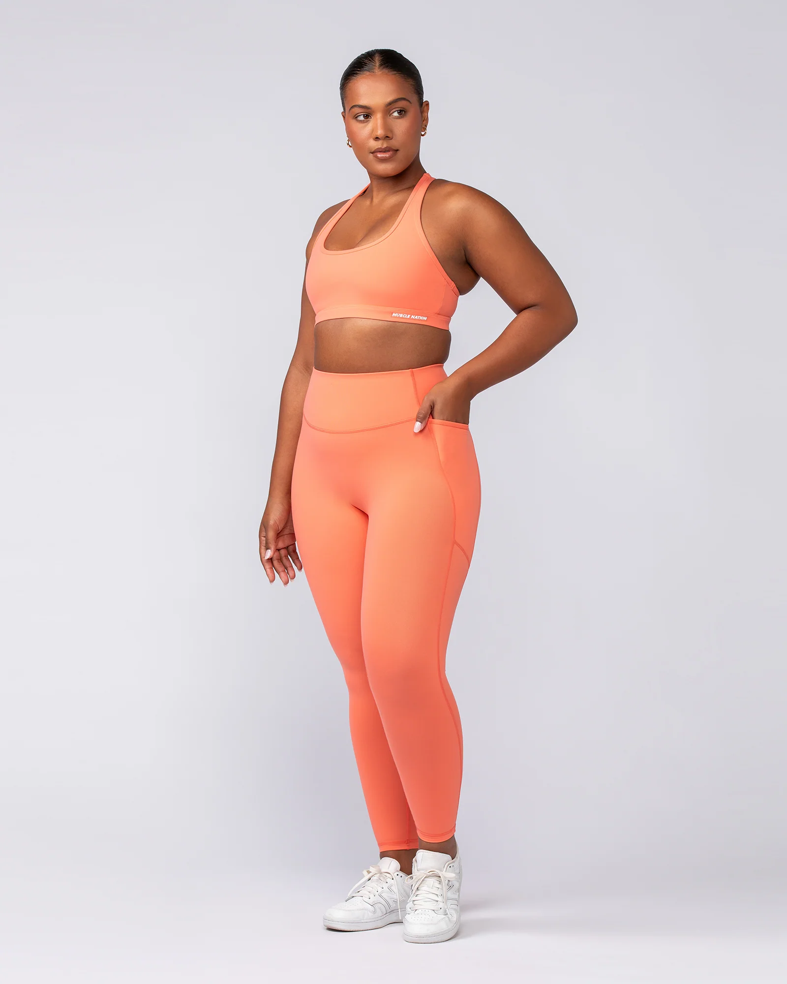 Agility Pocket Ankle Length Leggings - Hot Coral - Image 6