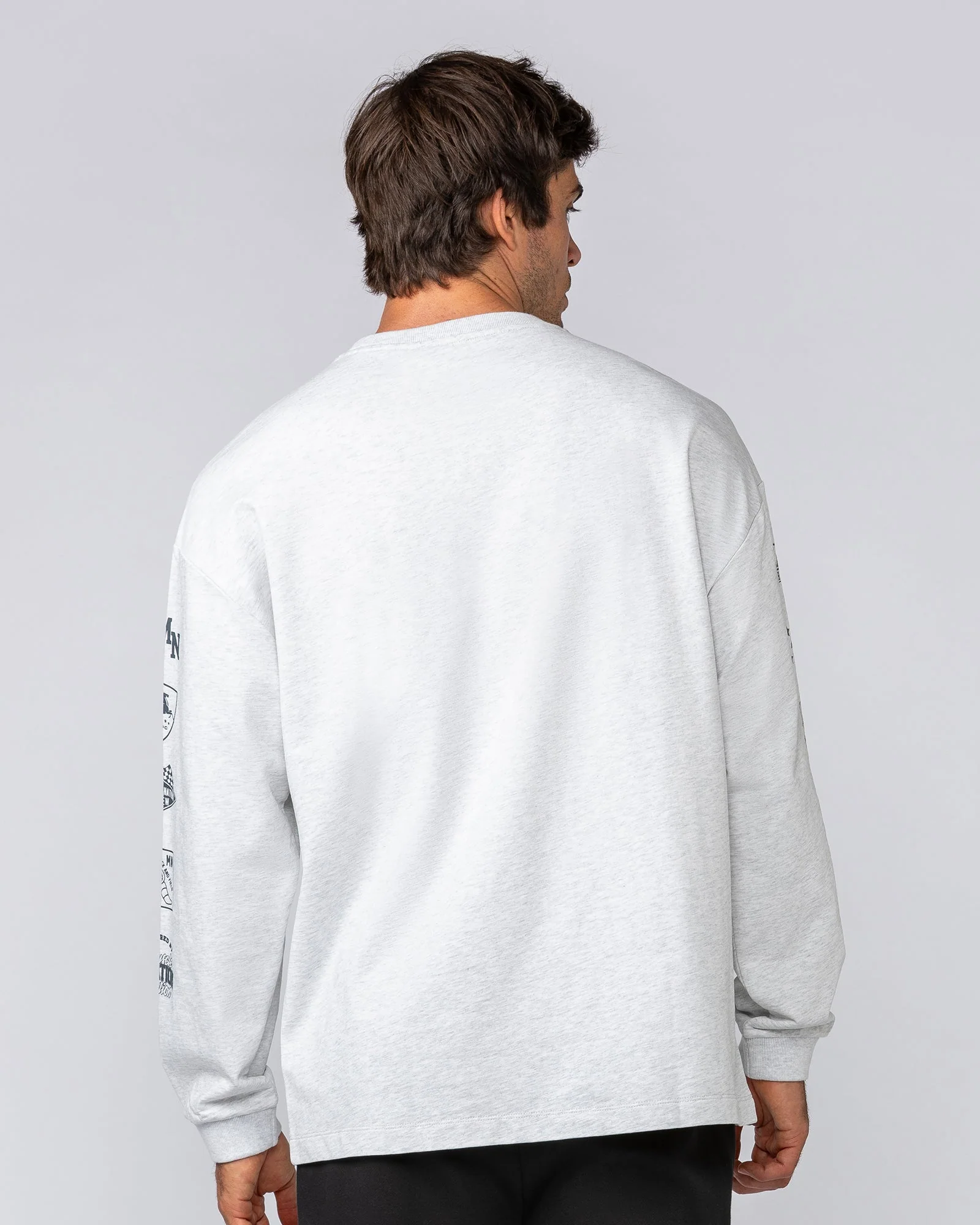 Alpha Loopback Oversized Mens Long Sleeve - Snow Grey Marl - Image 4