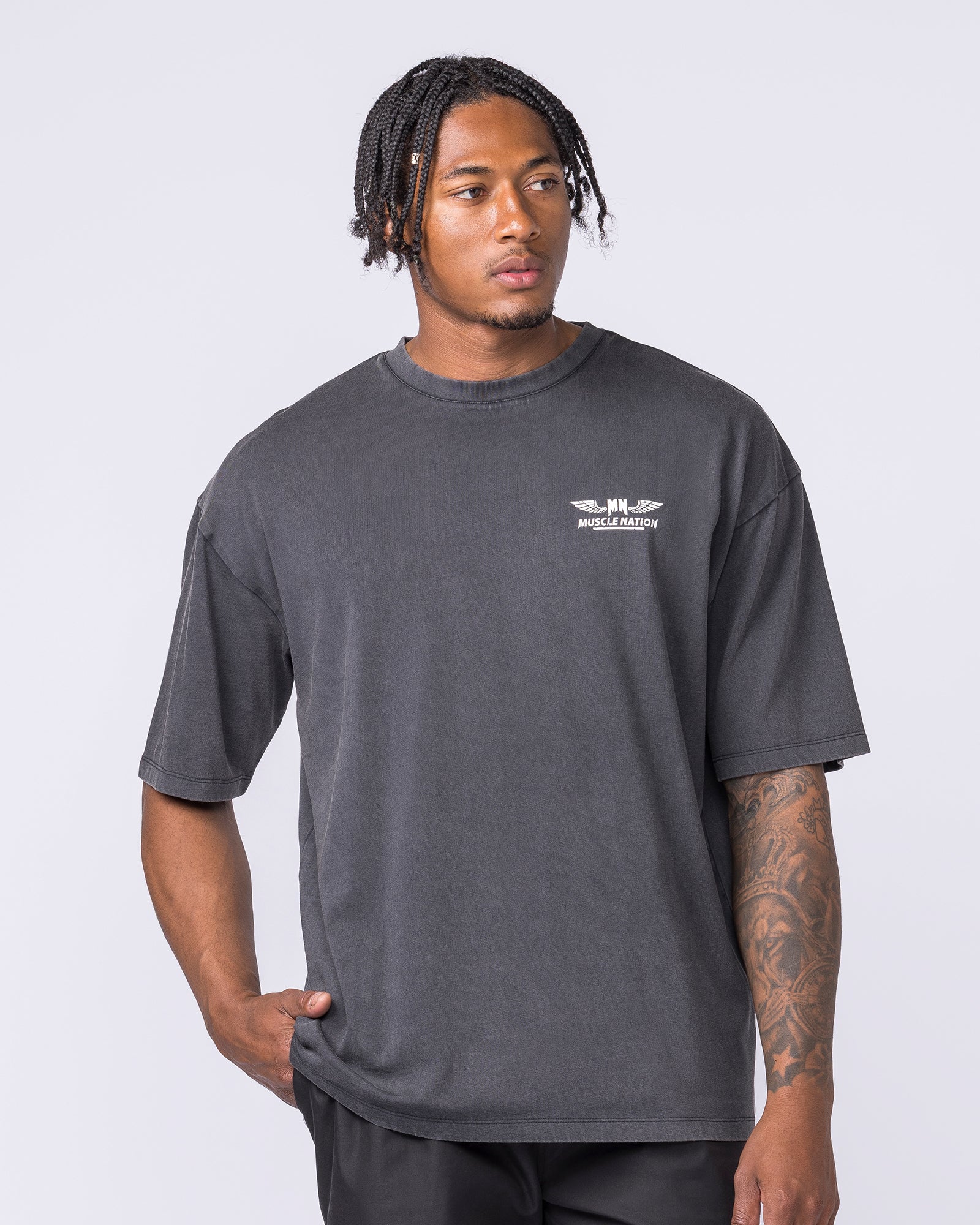 Archives Oversized Vintage Tee - Washed Black - Image 3