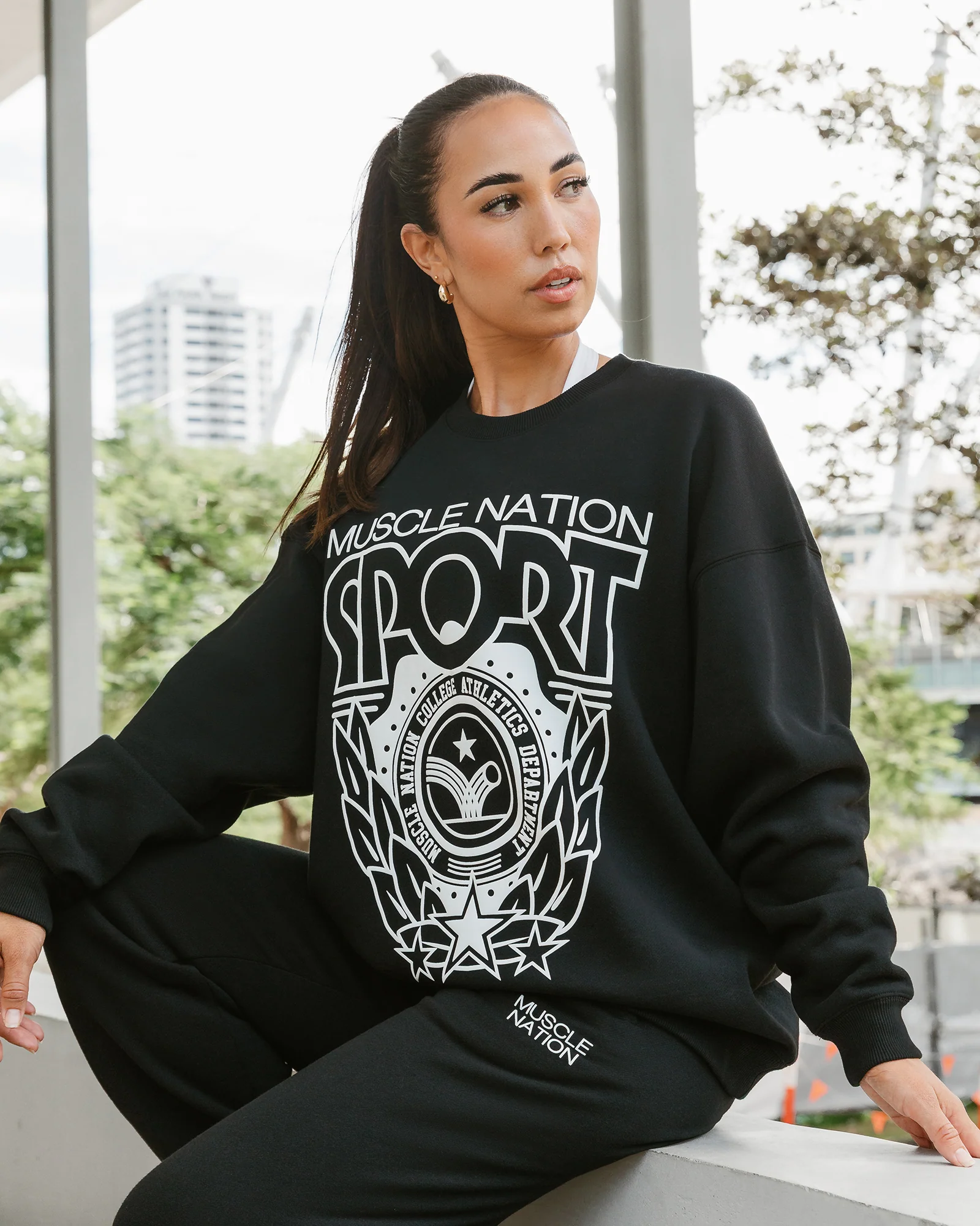 Athletics Oversized Pullover - Black - Image 6
