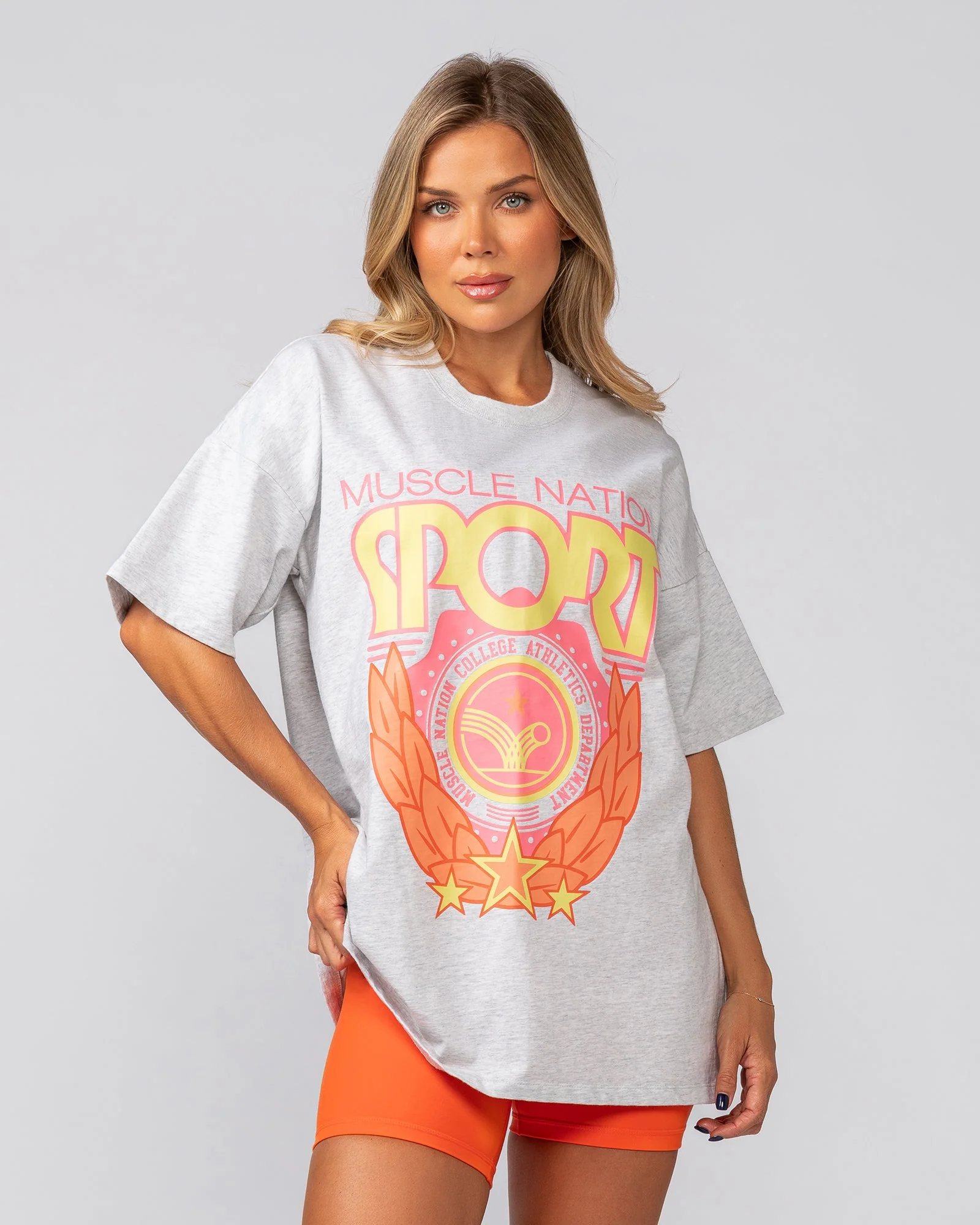 Athletics Oversized Tee - Snow Grey Marl - Image 2