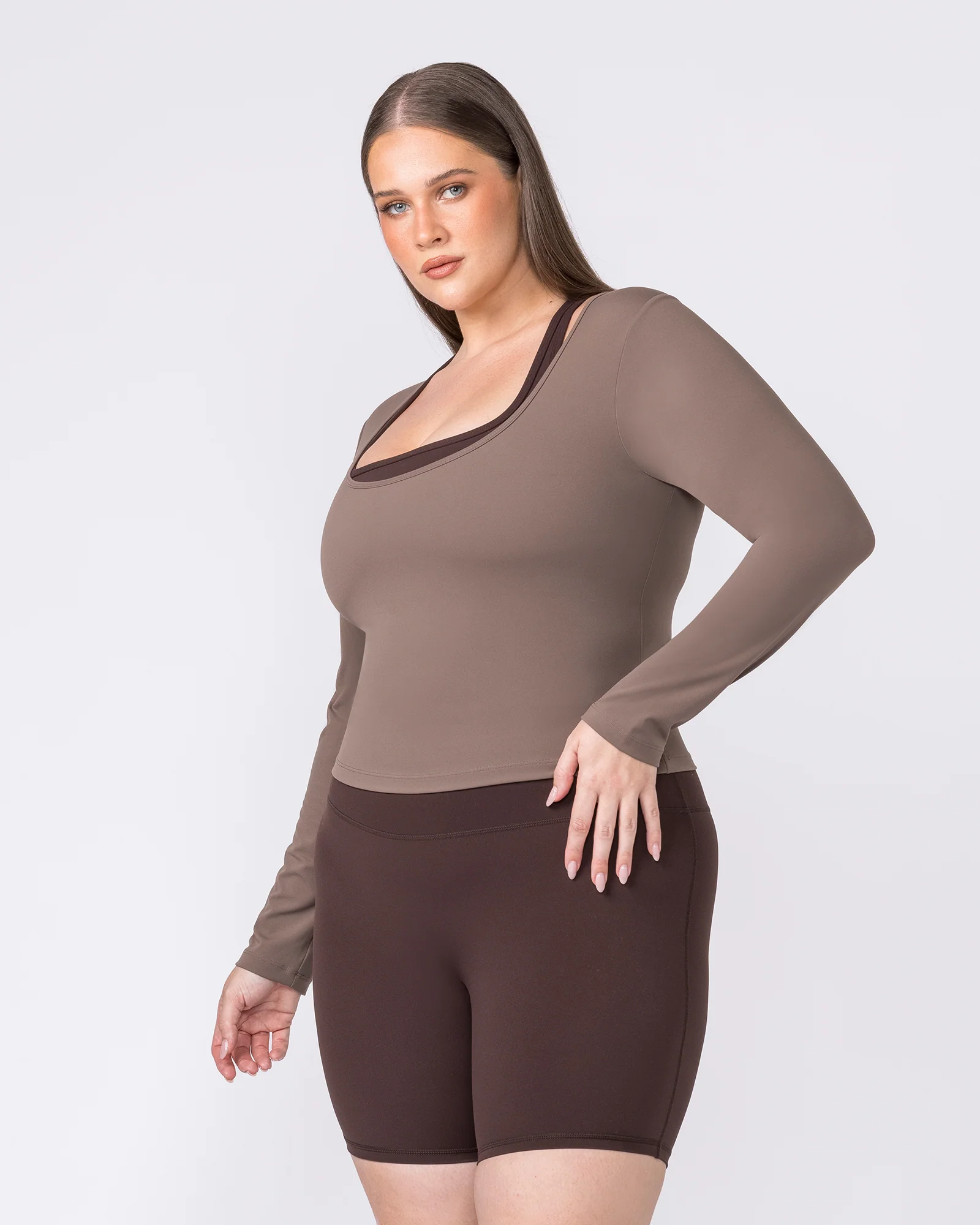 Base Long Sleeve Top - Taupe - Image 3