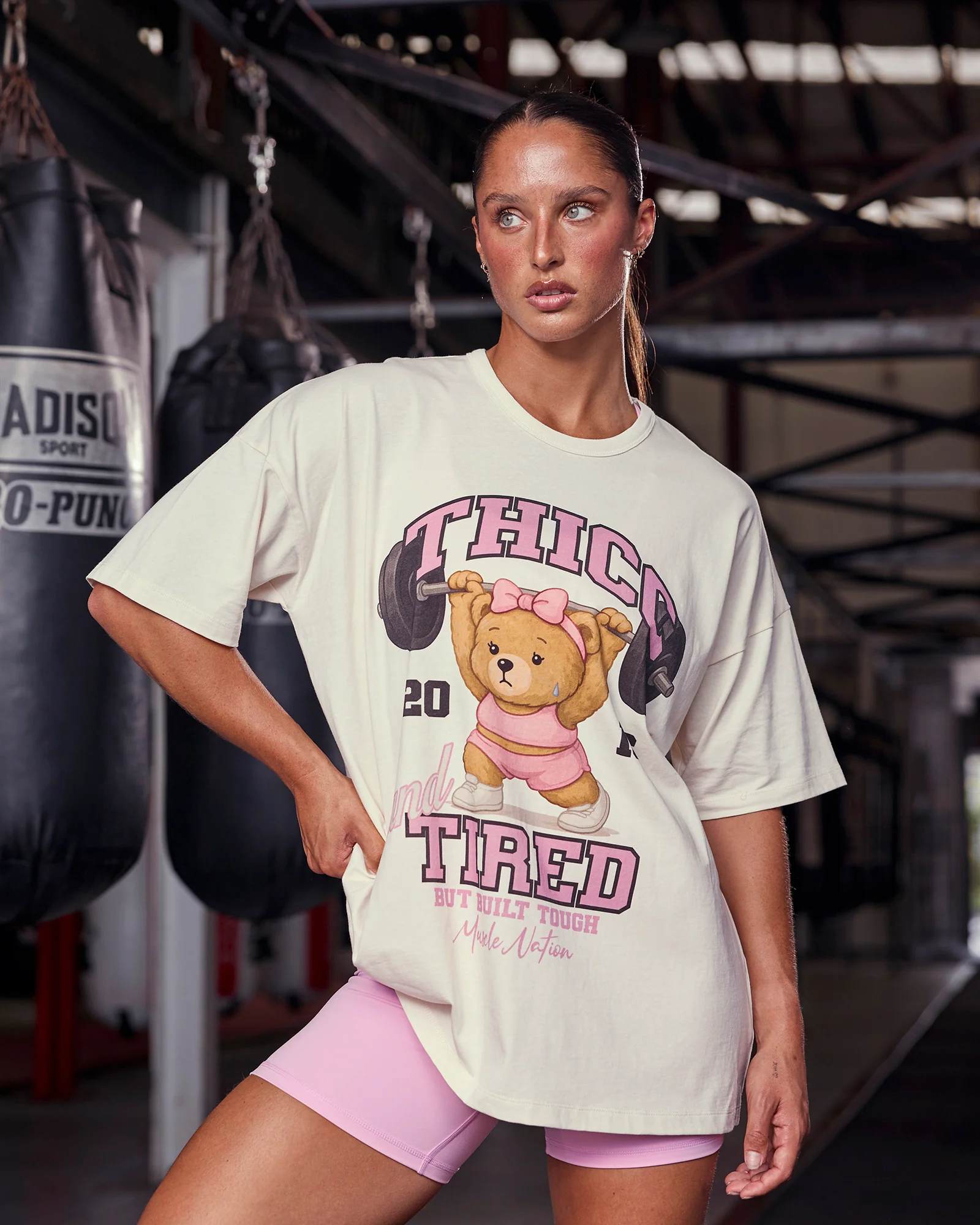 Bear Minimum Oversized Tee - Travertine
