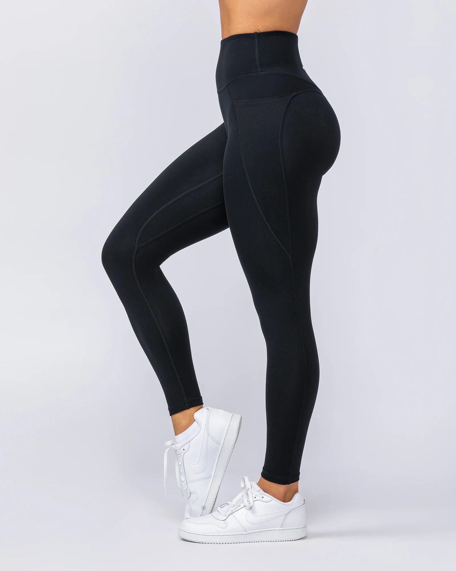 Booty Shaper Pocket Ankle Length Leggings - Black - Image 4