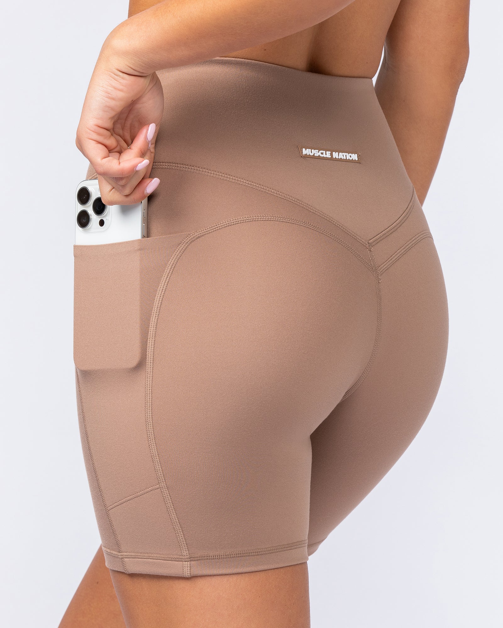 Booty Shaper Pocket Bike Shorts - Cinnamon - Image 4