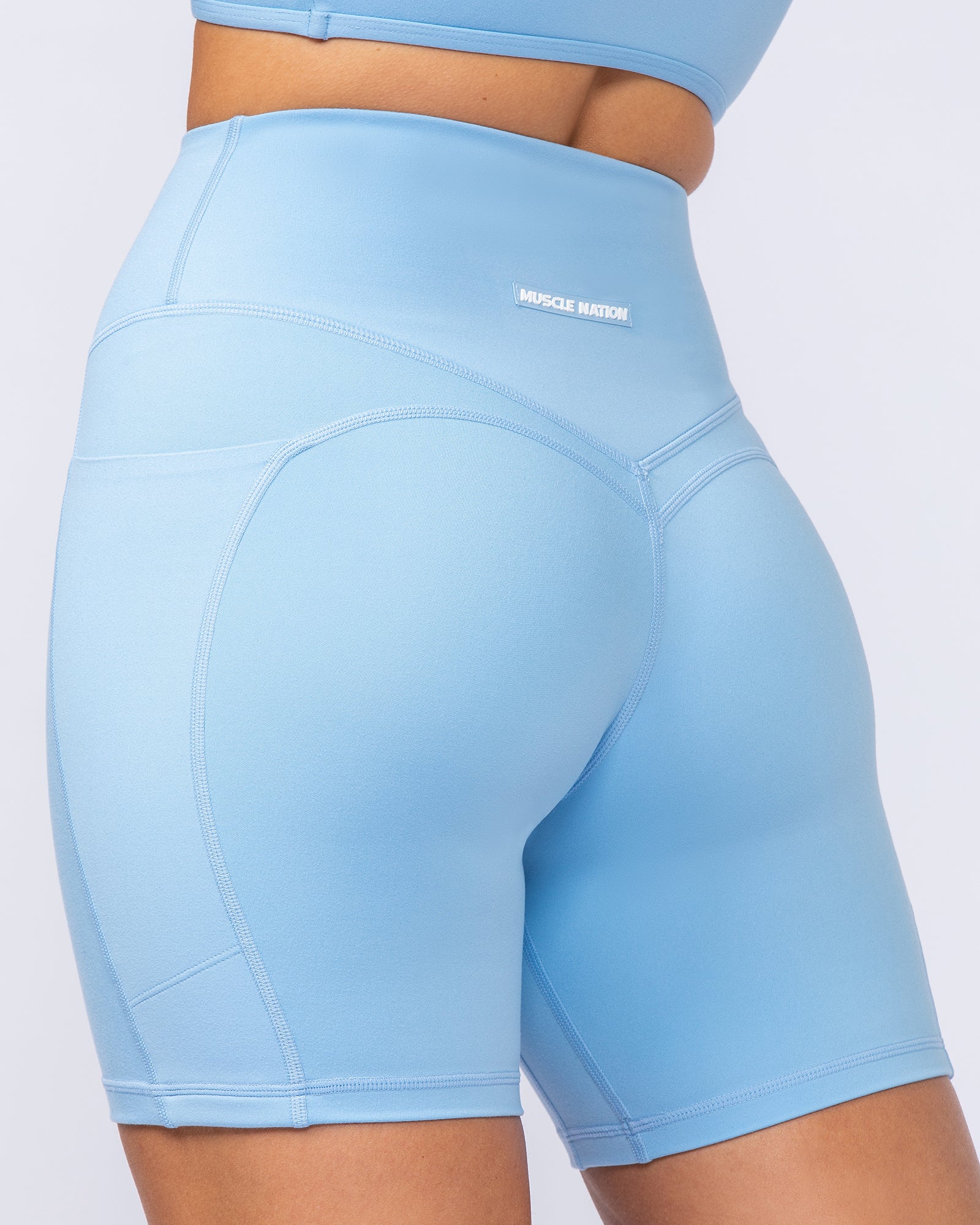 Booty Shaper Pocket Bike Shorts - Pacific Blue - Image 4
