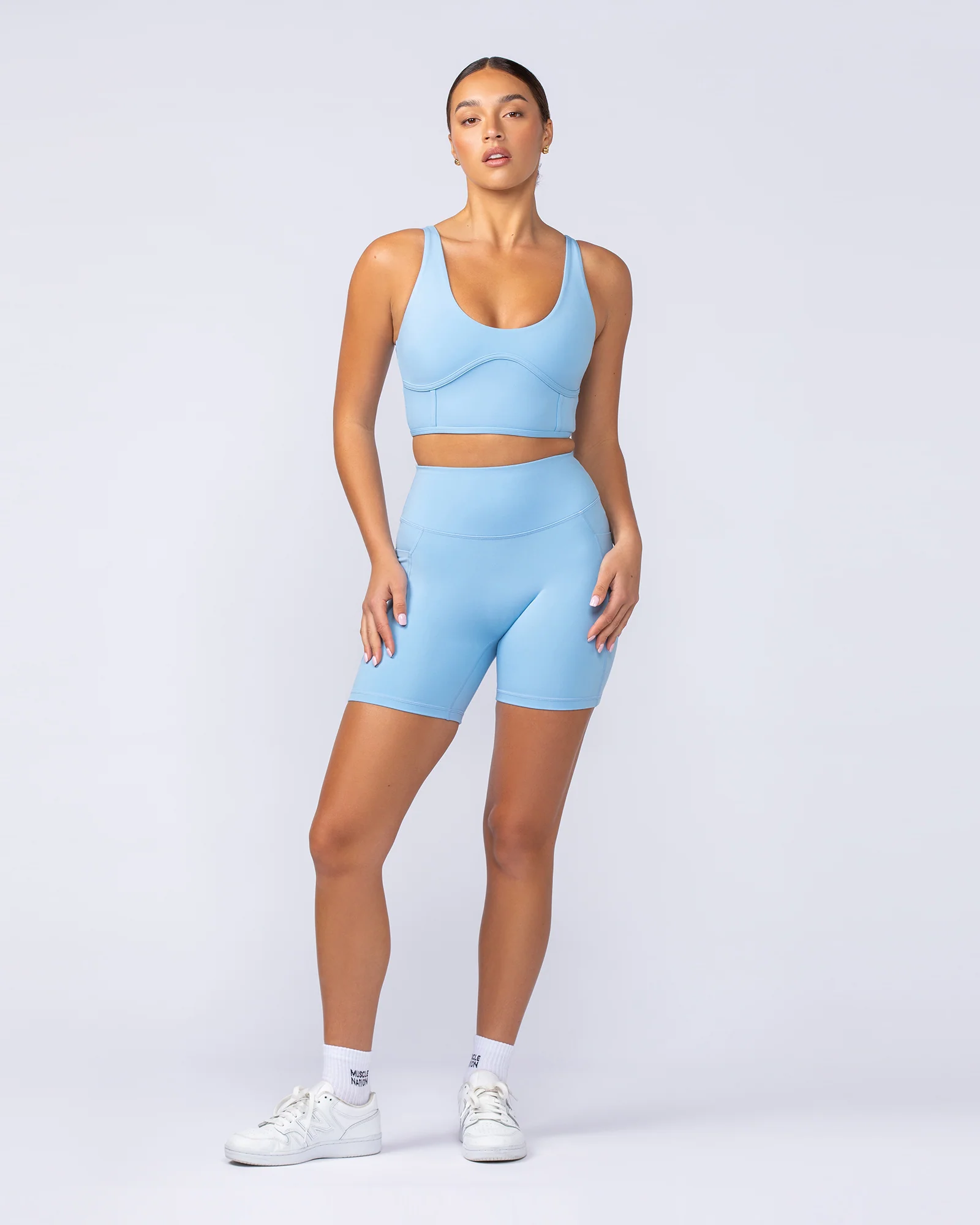 Booty Shaper Pocket Bike Shorts - Pacific Blue - Image 6