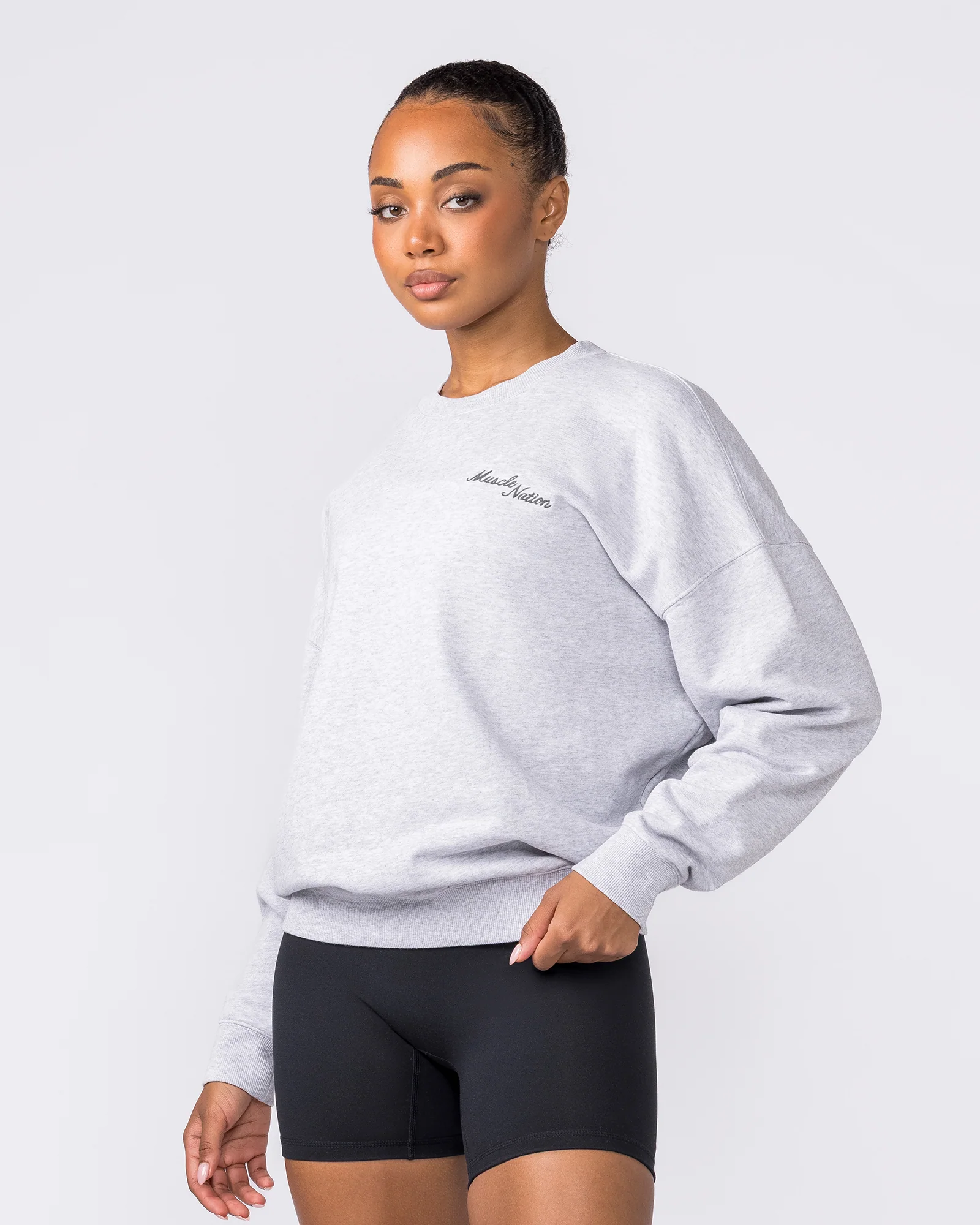 Collective Boxy Pullover - Light Grey Marl - Image 4