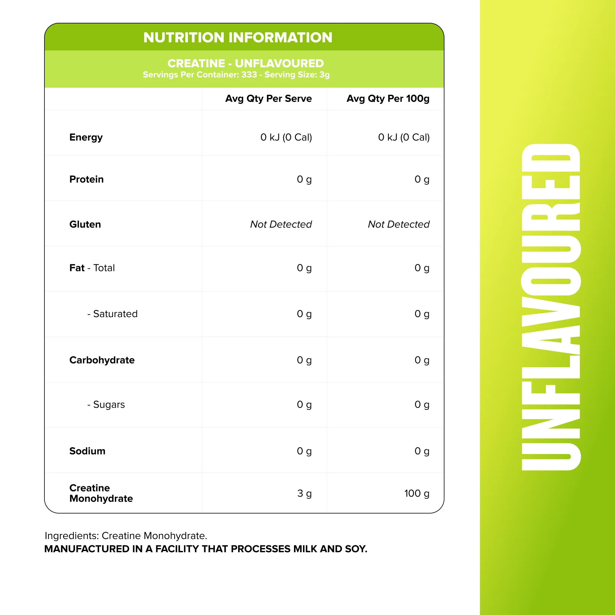 CREATINE MONOHYDRATE - Unflavoured 1kg - Image 2