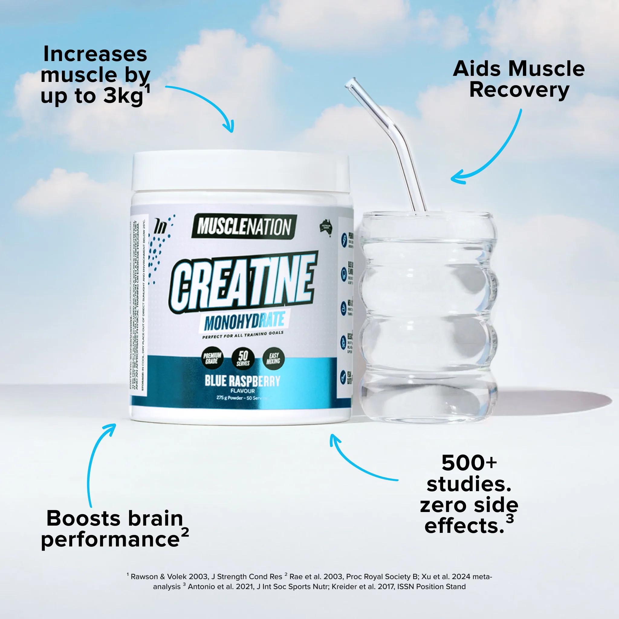 CREATINE MONOHYDRATE - Blue Raspberry - 50 serves - Image 3