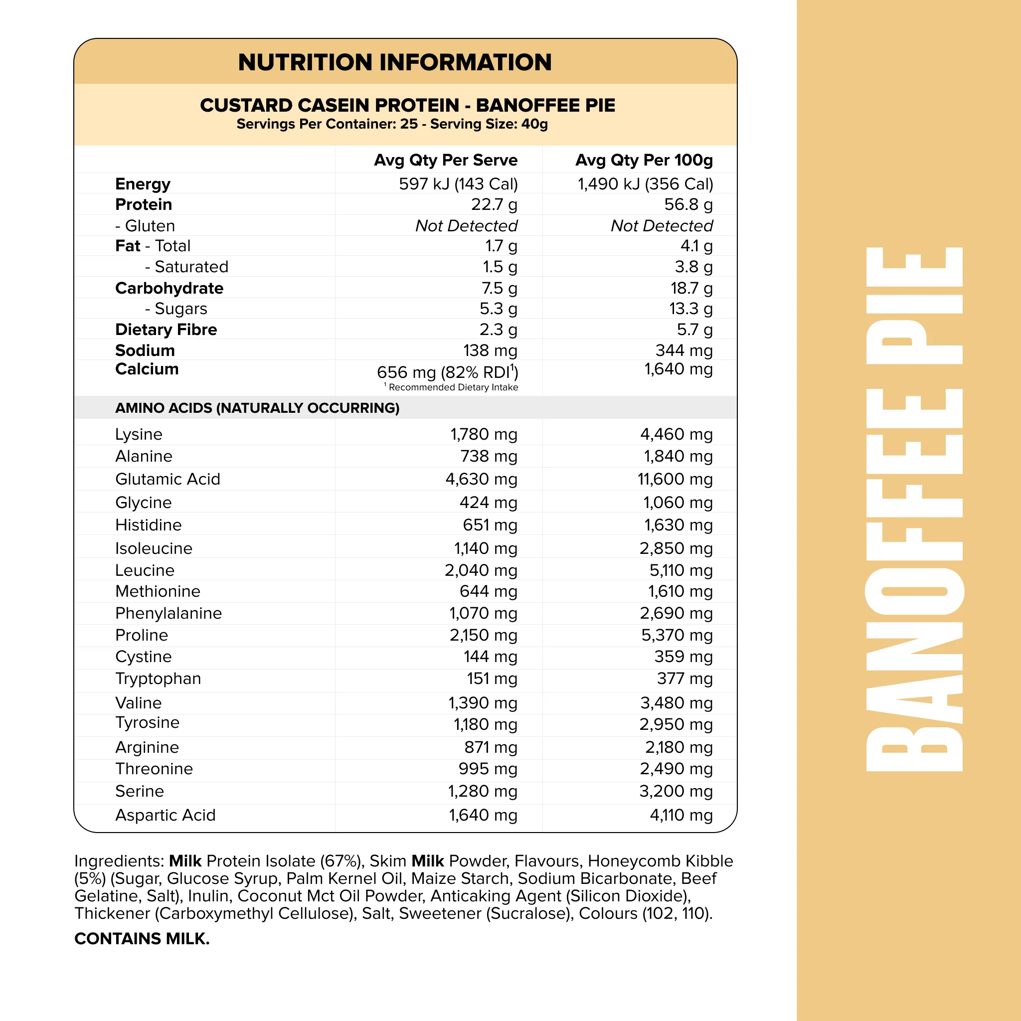 CUSTARD Casein Protein - Banoffee Pie - 25 serves - Image 2