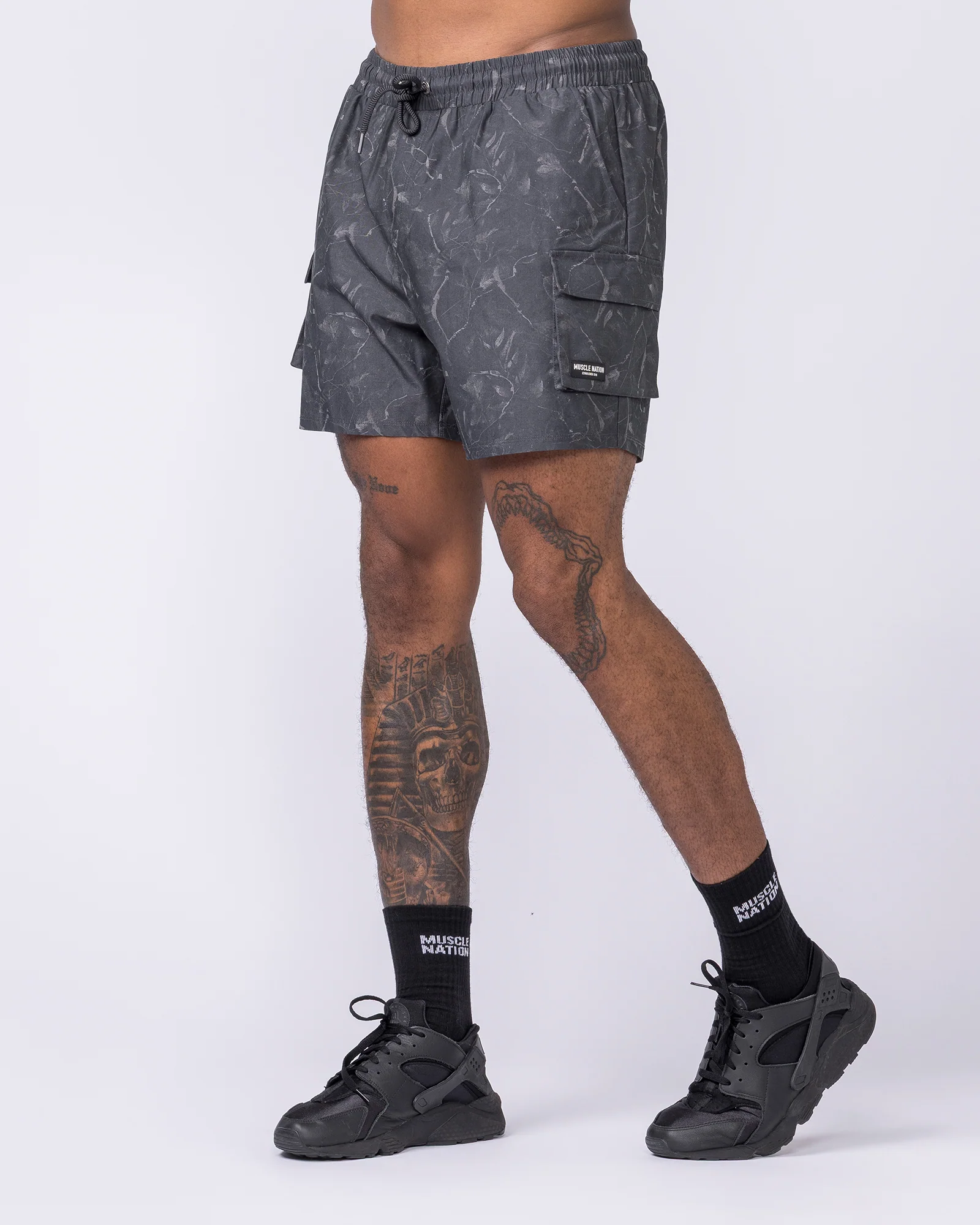 Daily Cargo 5" Shorts - Washed Tree Camo Monochrome - Image 4