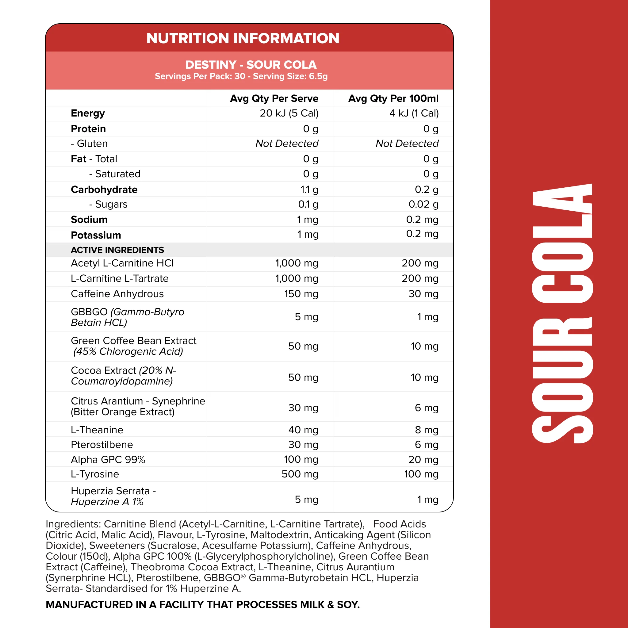 DESTINY Pre-Workout Burn - Sour Cola - 30 serves - Image 2