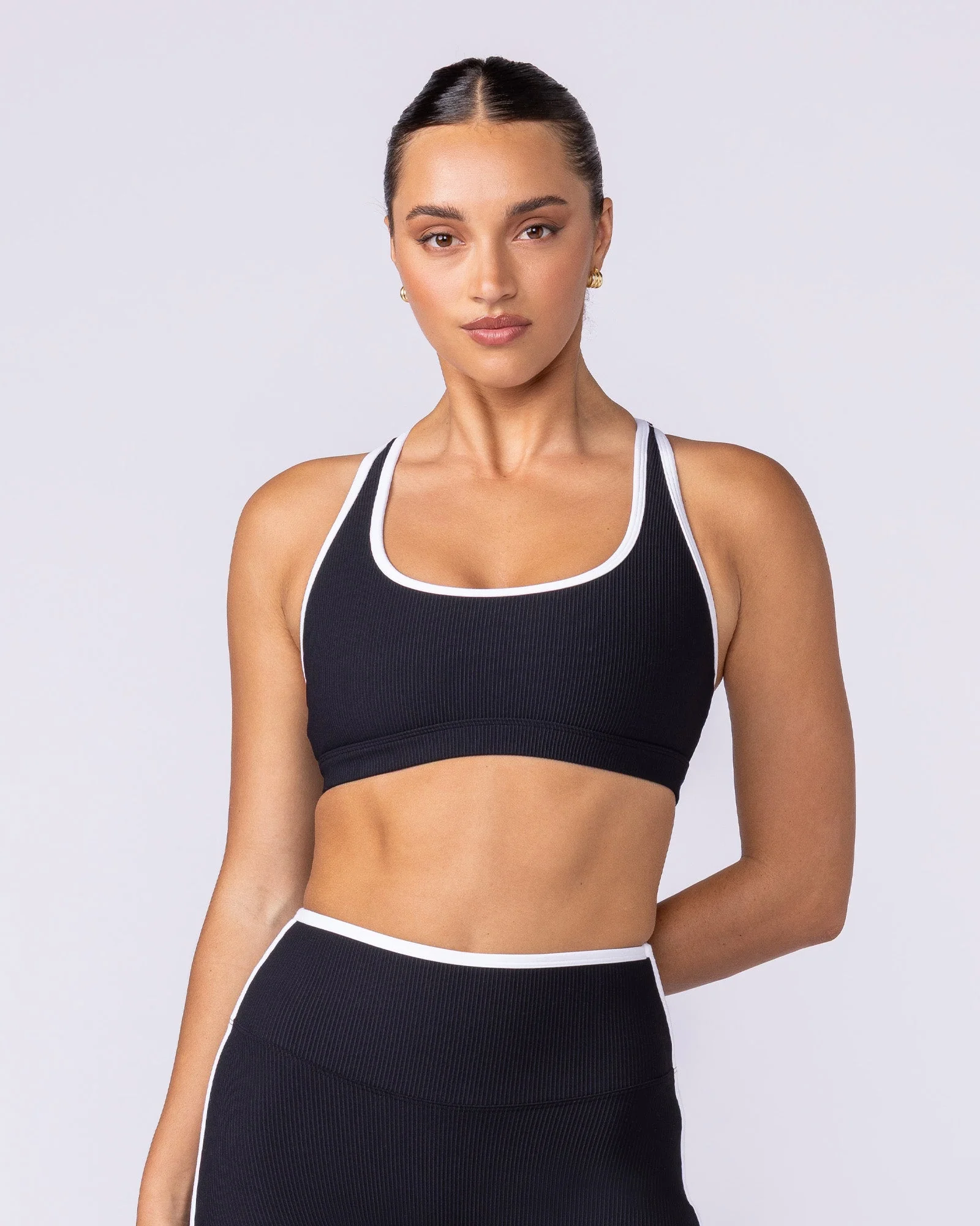 Drew Rib Bra - Black / White - Image 3