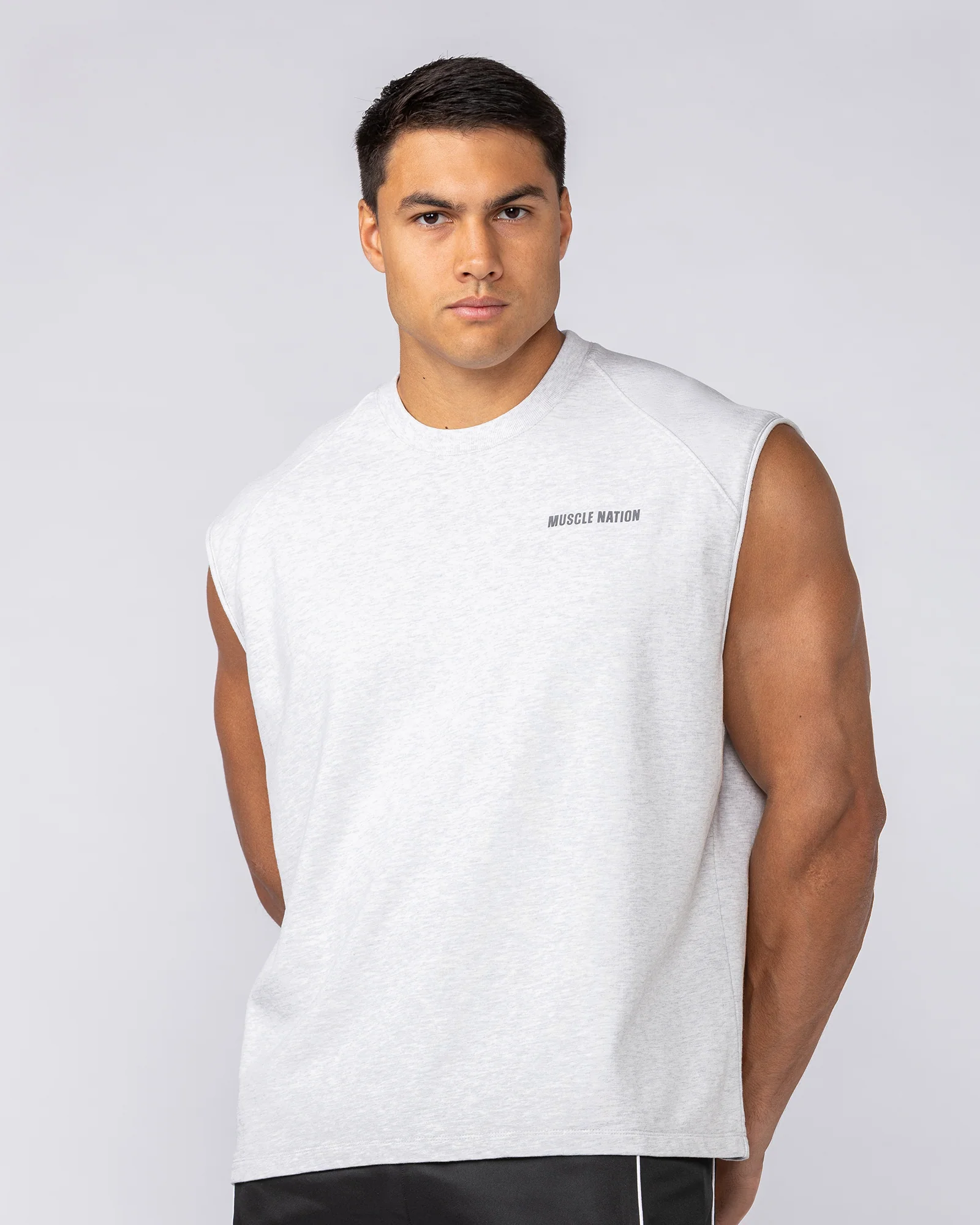 Essential Boxy Muscle Tank - Snow Grey Marl - Image 3