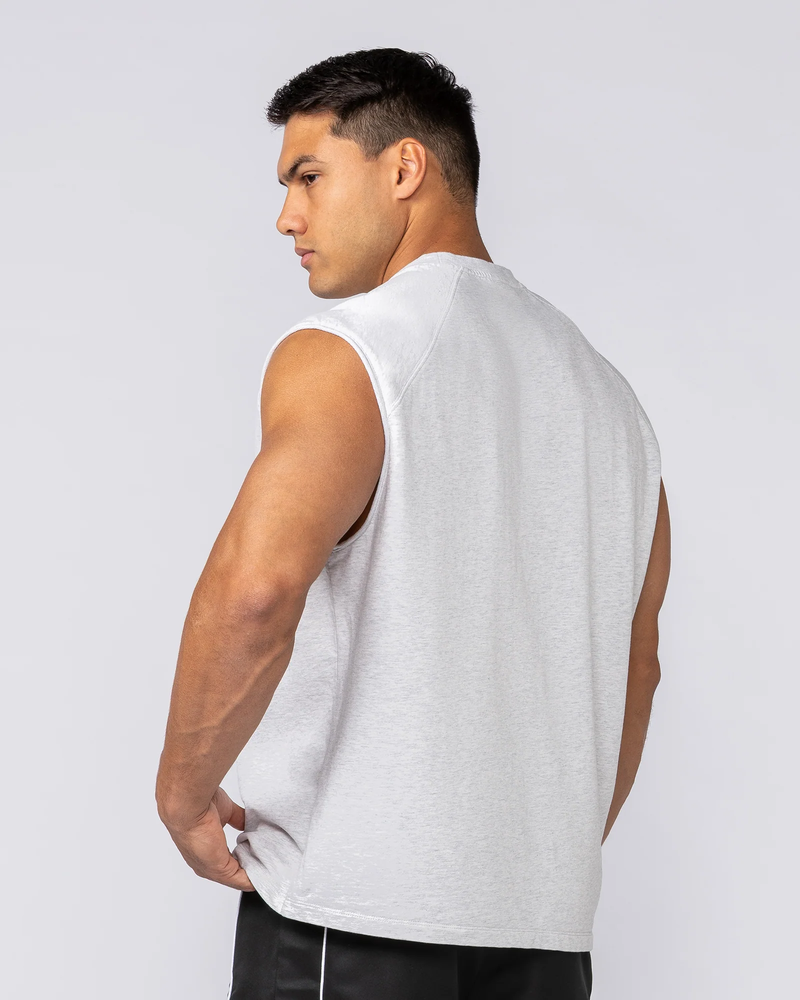 Essential Boxy Muscle Tank - Snow Grey Marl - Image 4