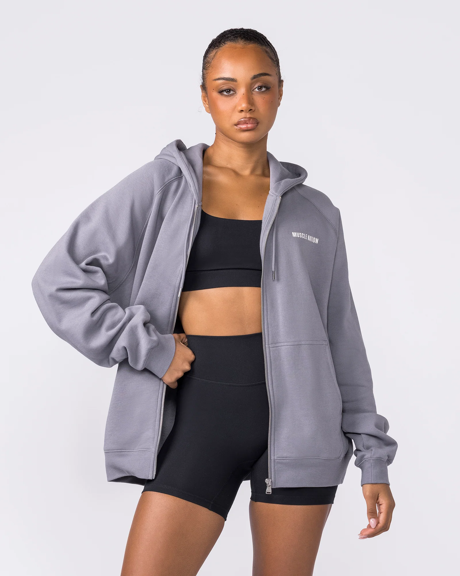 Essential Zip Hoodie - Cement - Image 8