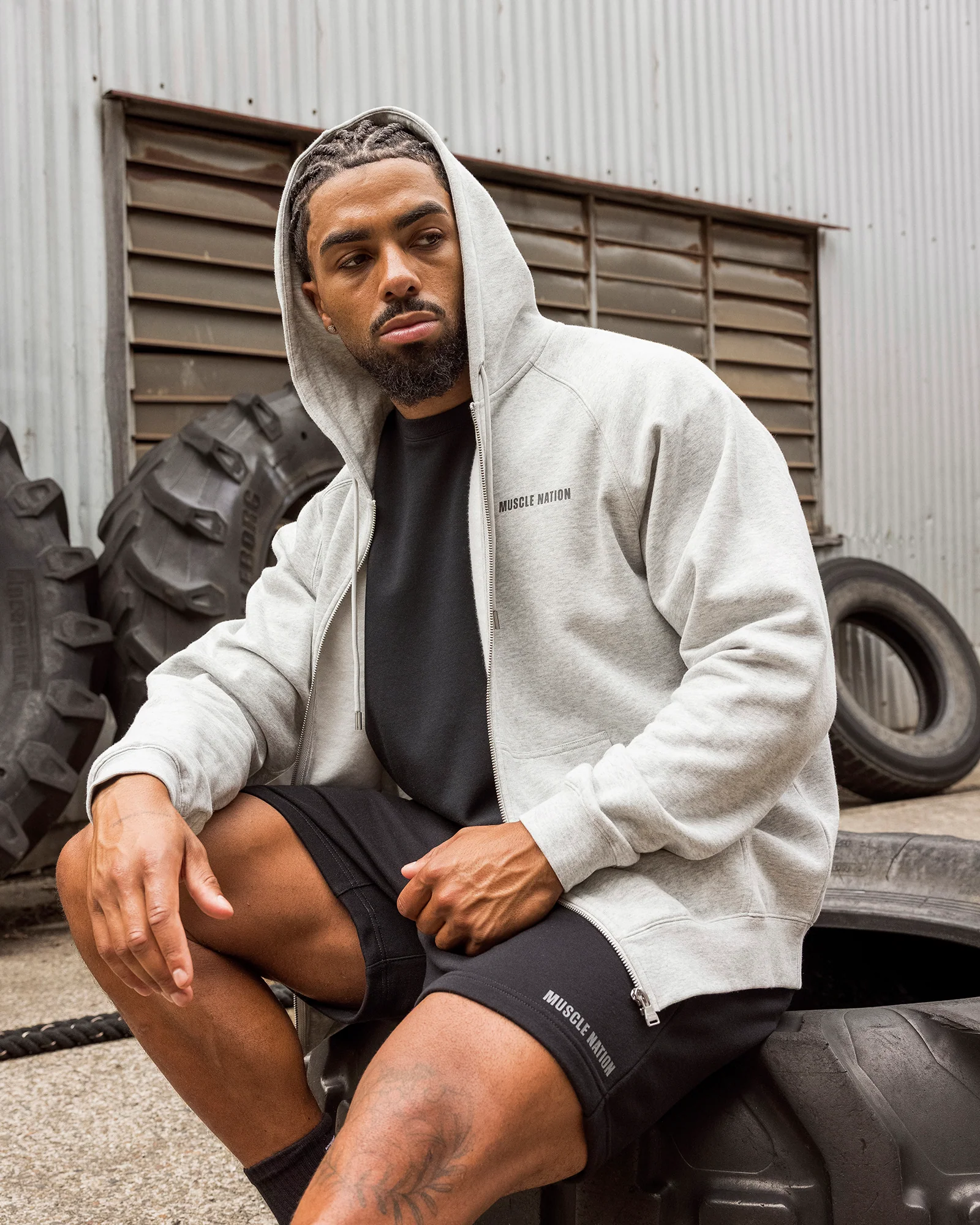 Essential Zip Hoodie - Grey Marl
