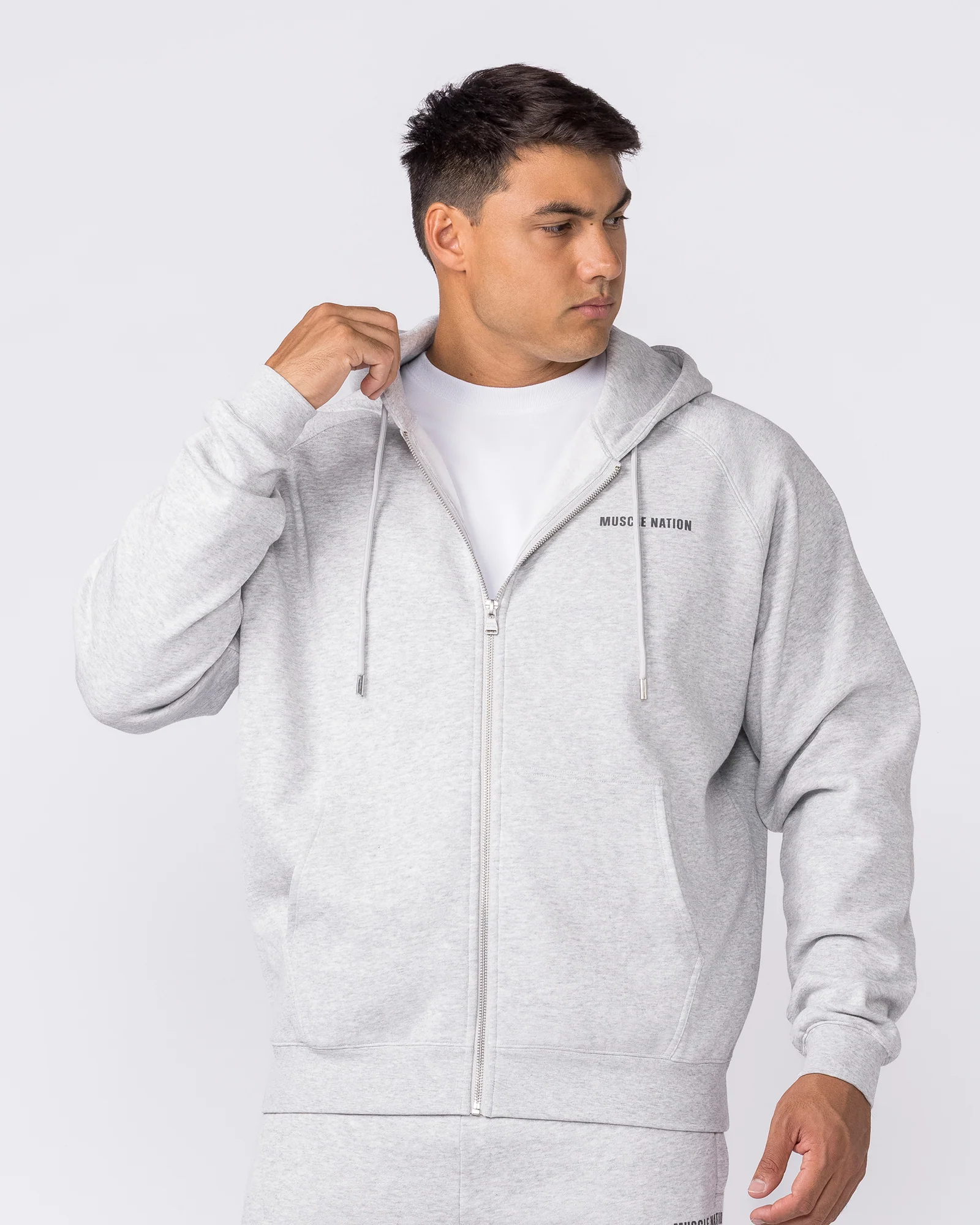 Essential Zip Hoodie - Grey Marl - Image 4
