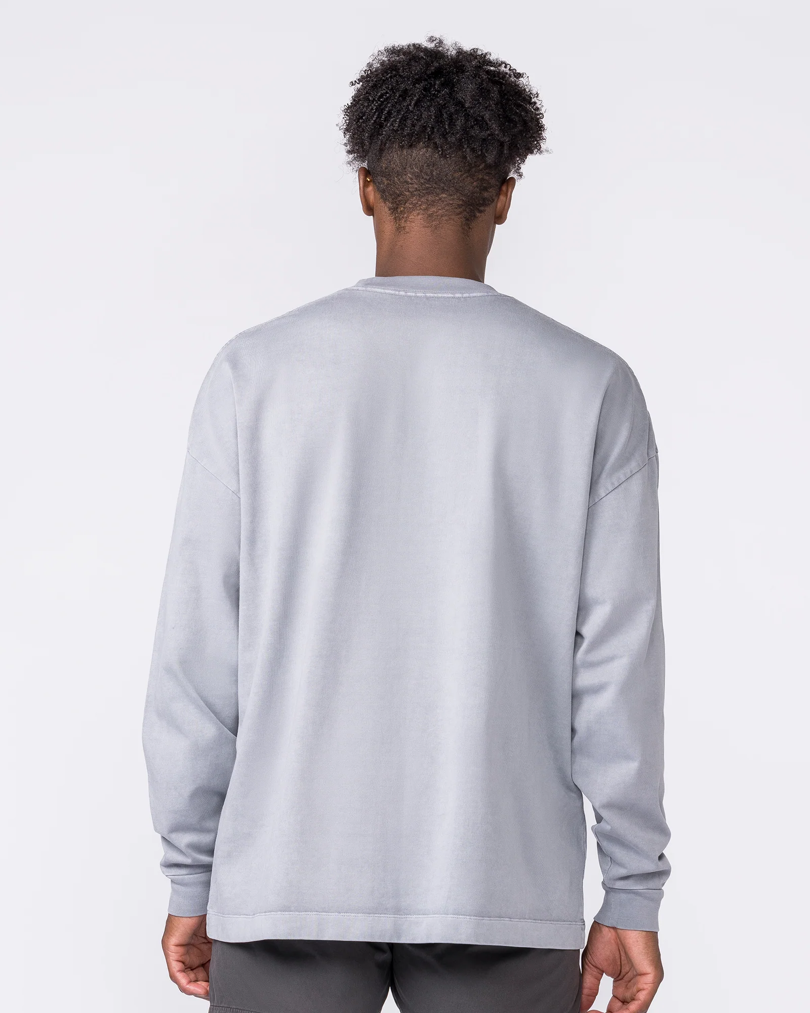 Essential Oversized Long Sleeve Vintage Tee - Washed Cement - Image 4