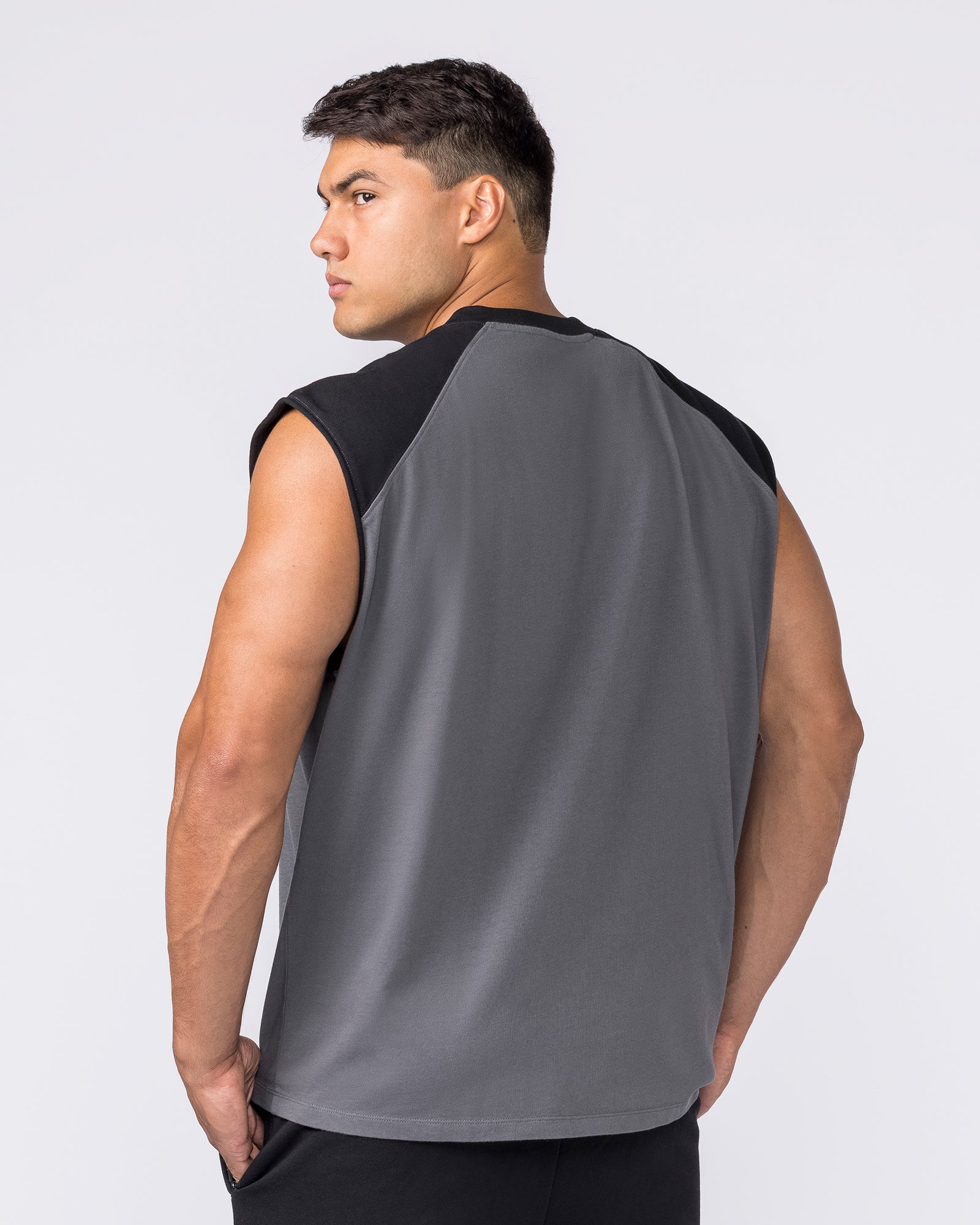 Essential Raglan Boxy Muscle Tank - Tornado / Black - Image 2