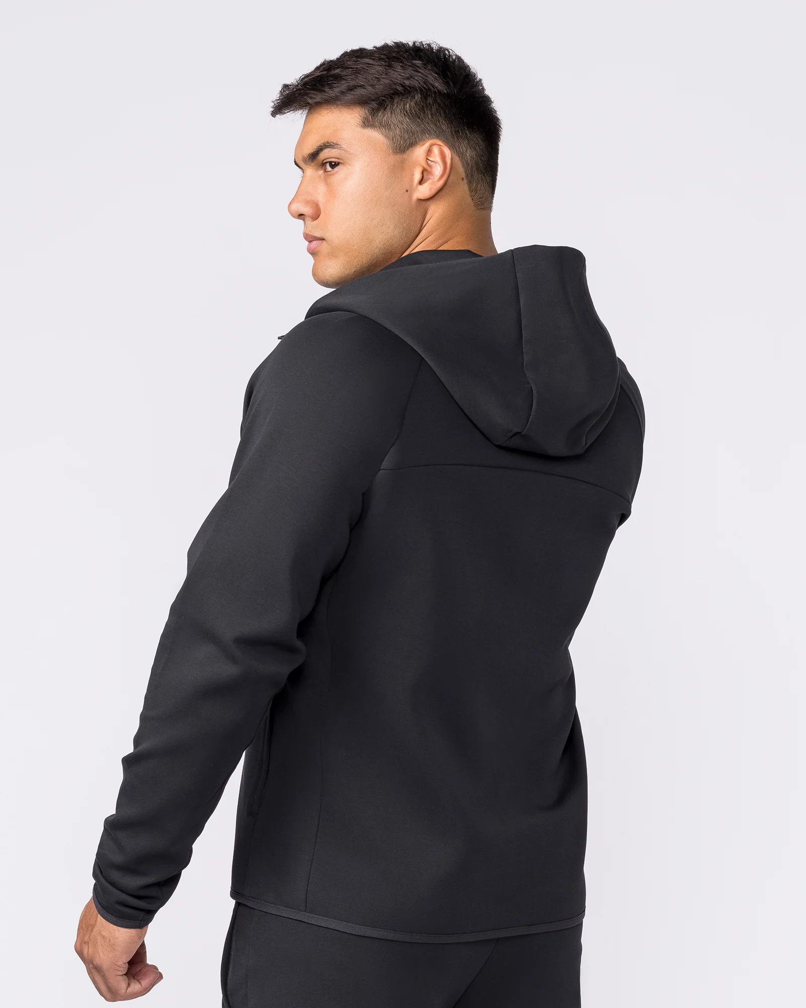 Essential Tech Zip Hoodie - Black - Image 2
