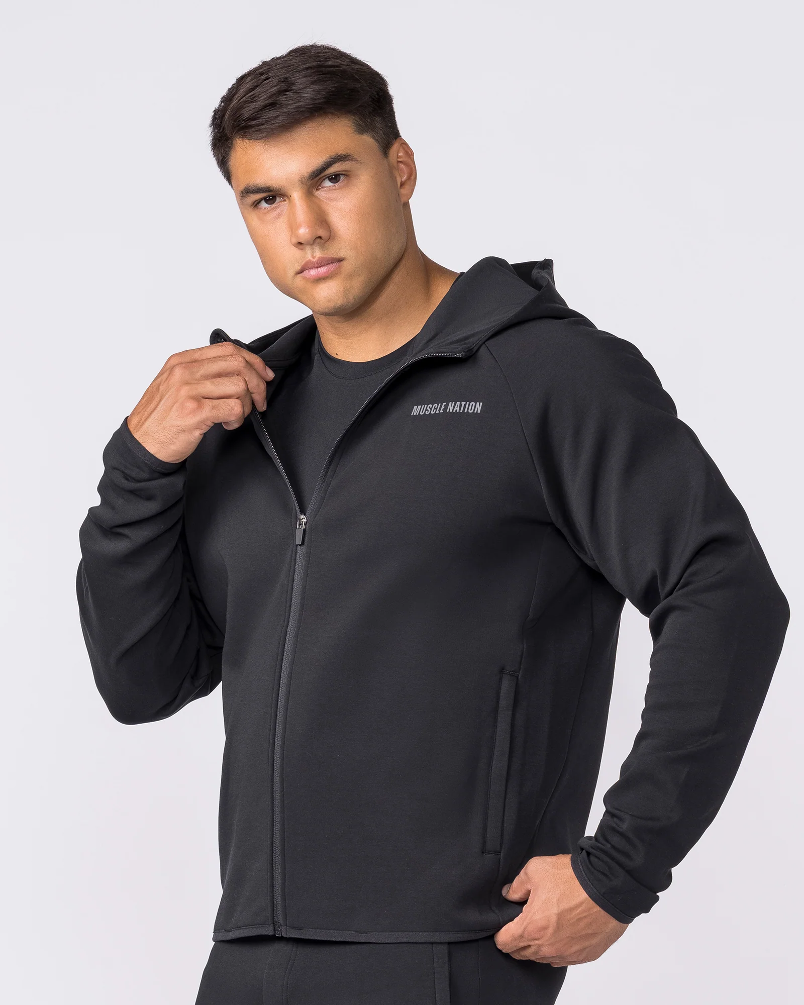 Essential Tech Zip Hoodie - Black - Image 5