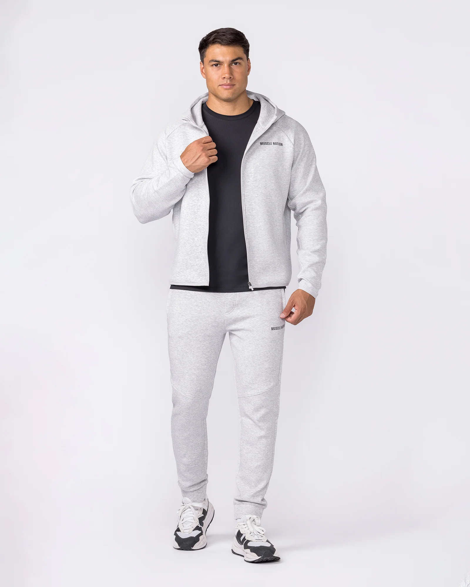 Essential Tech Zip Hoodie - Grey Marl - Image 6