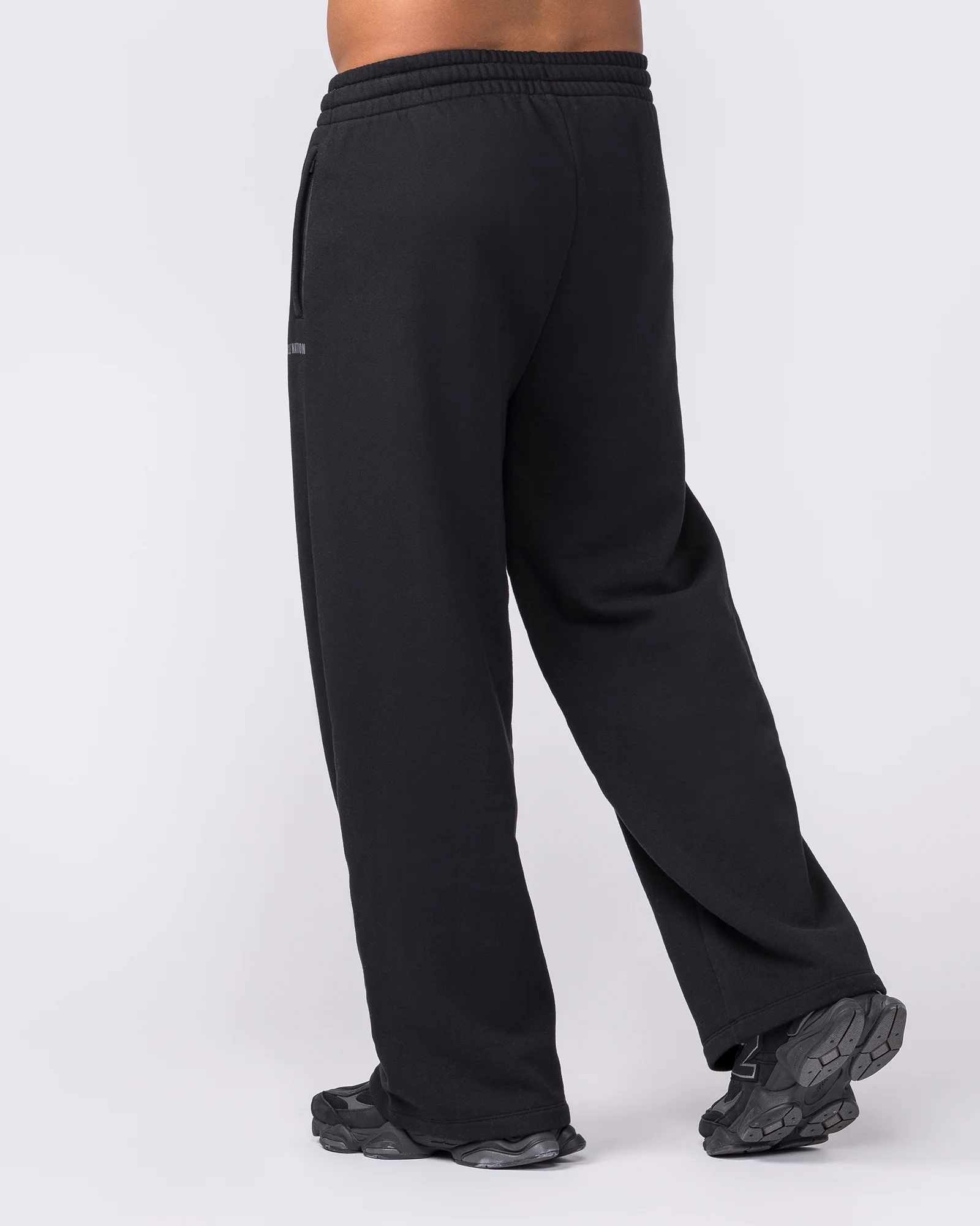 Essential Wide Leg Trackies - Black - Image 2