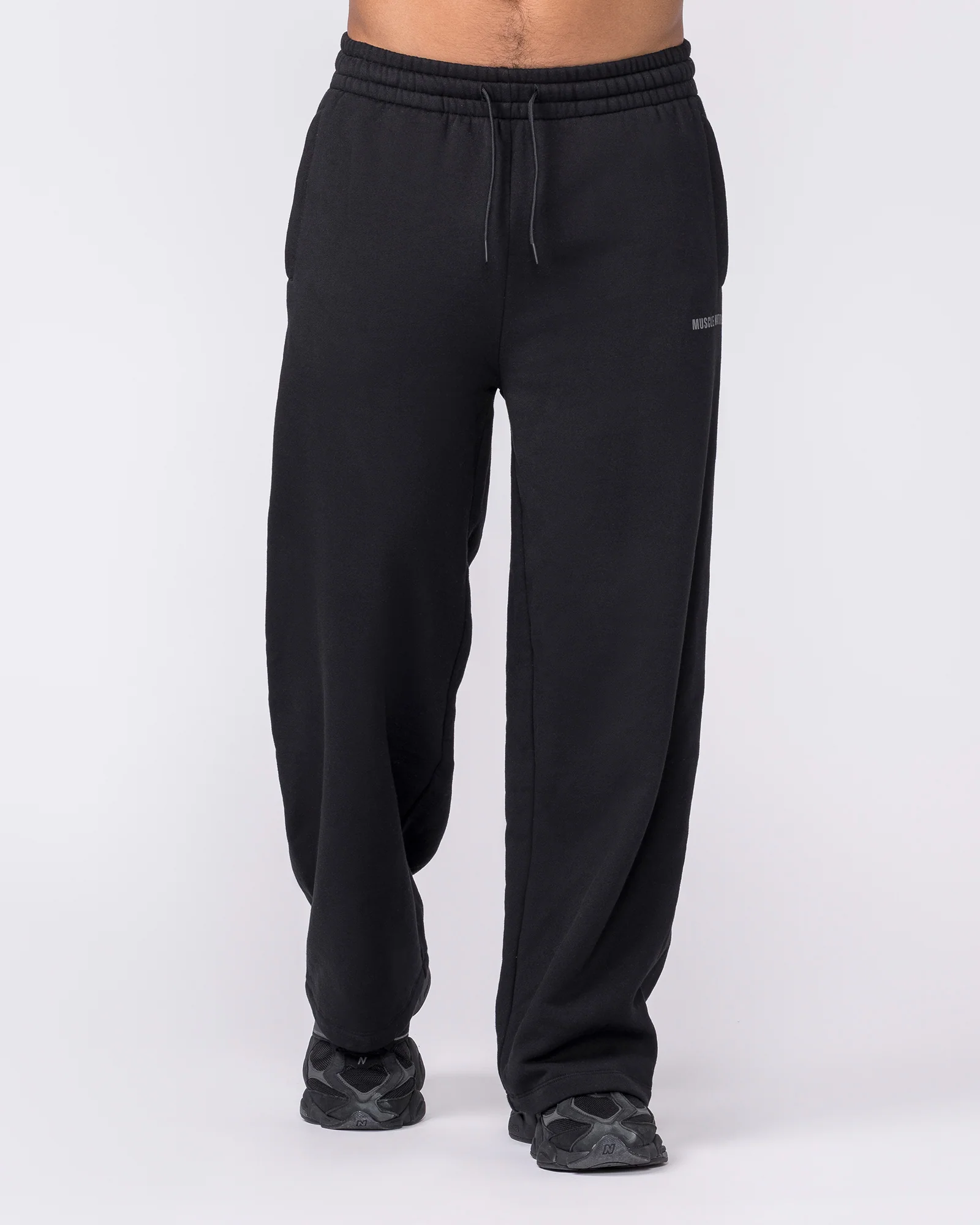 Essential Wide Leg Trackies - Black - Image 3
