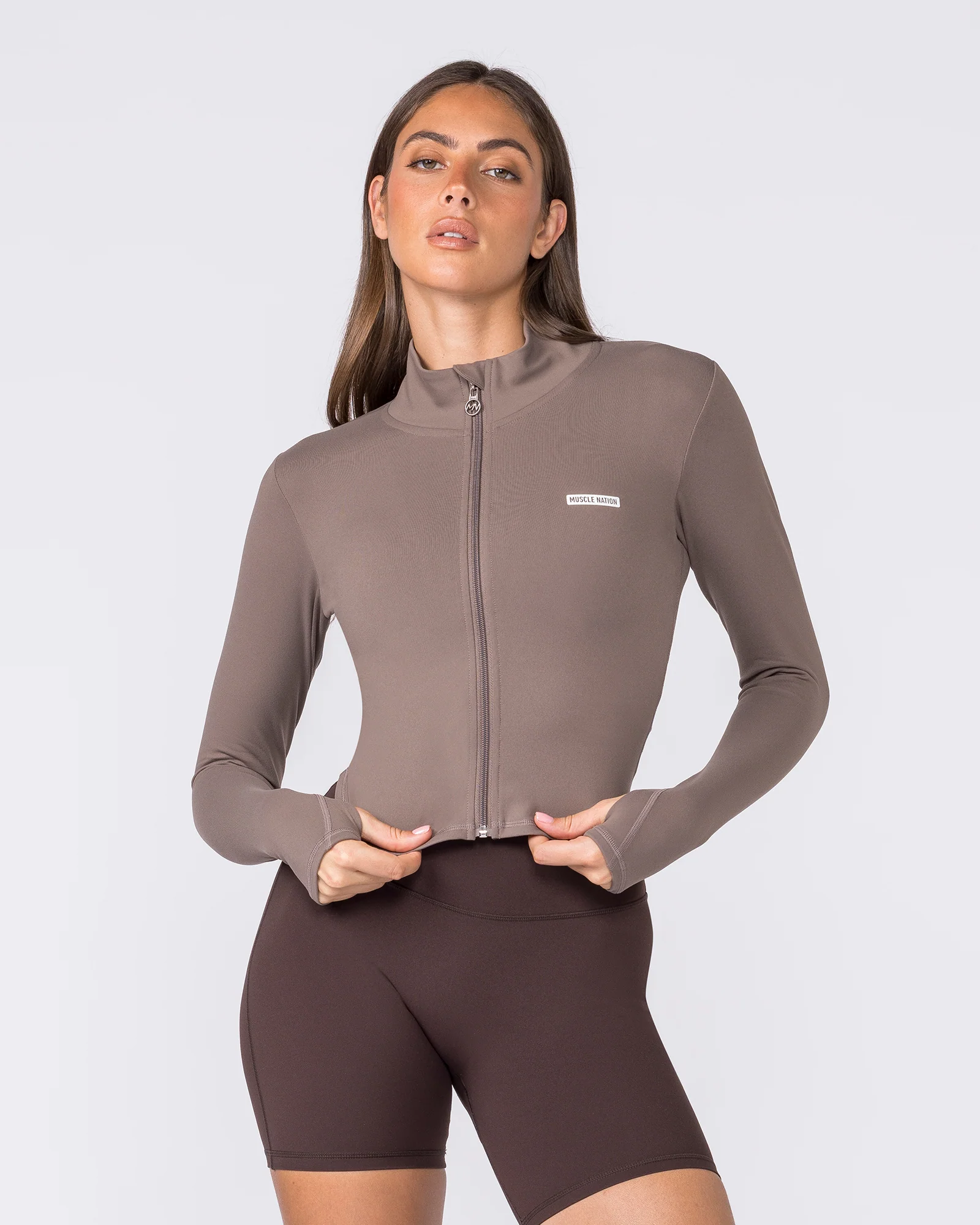 Favourite Cropped Zip Through - Taupe - Image 3