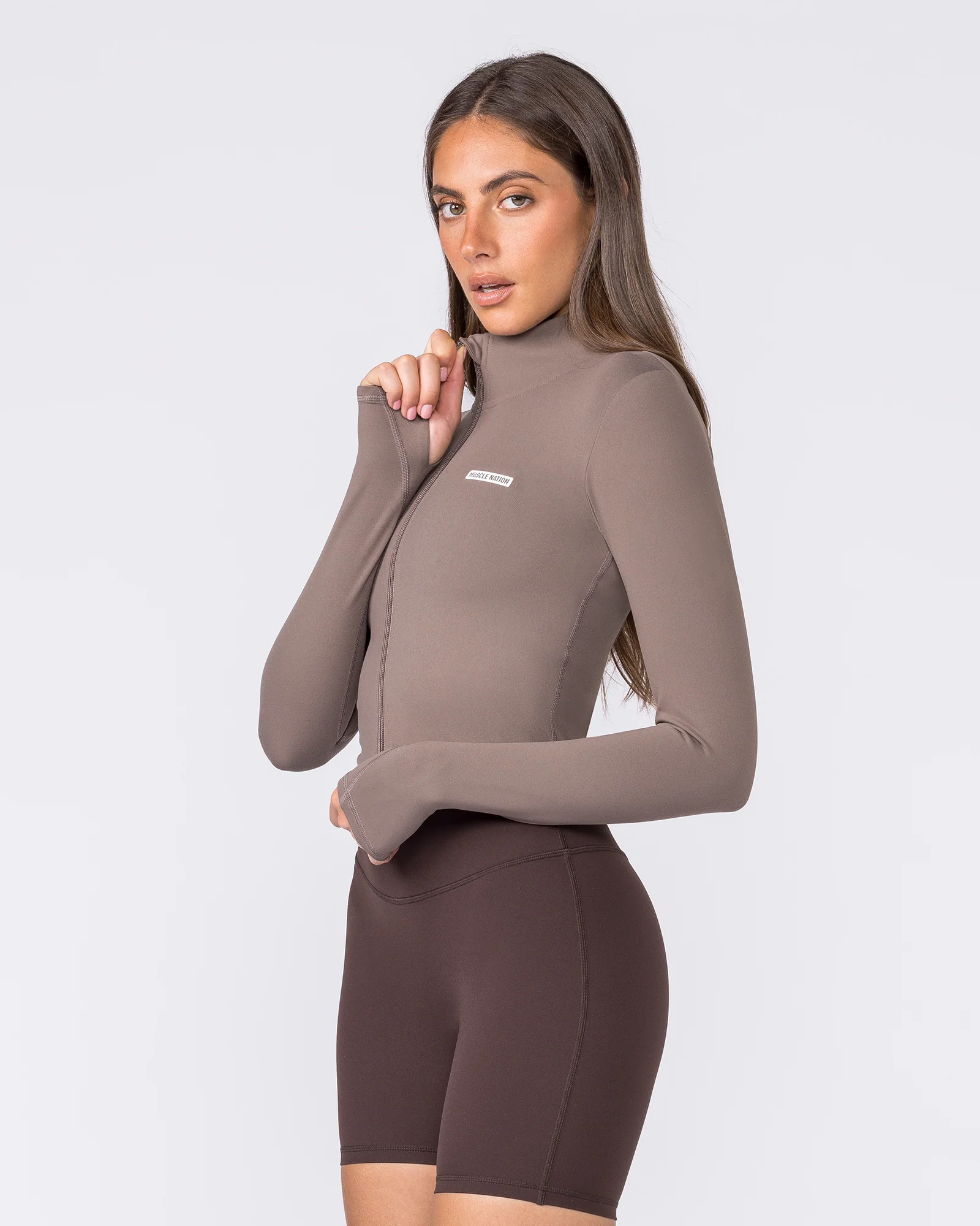 Favourite Cropped Zip Through - Taupe - Image 4