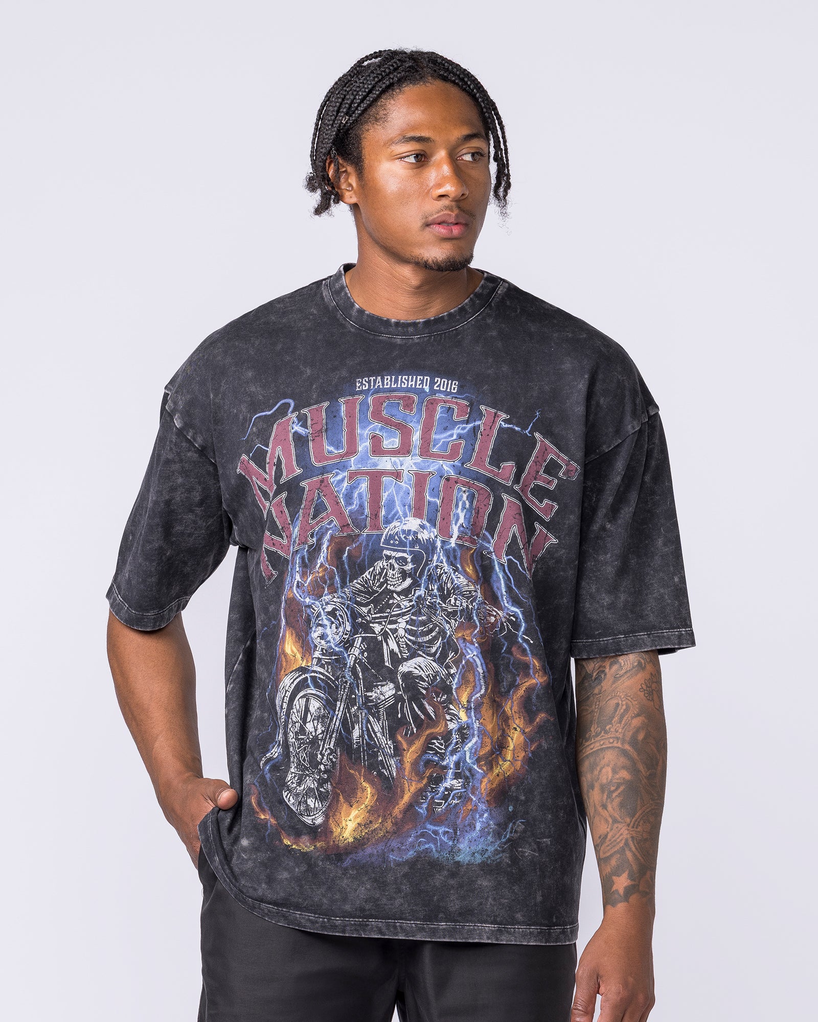 Full Throttle Oversized Vintage Tee - Washed Black - Image 3