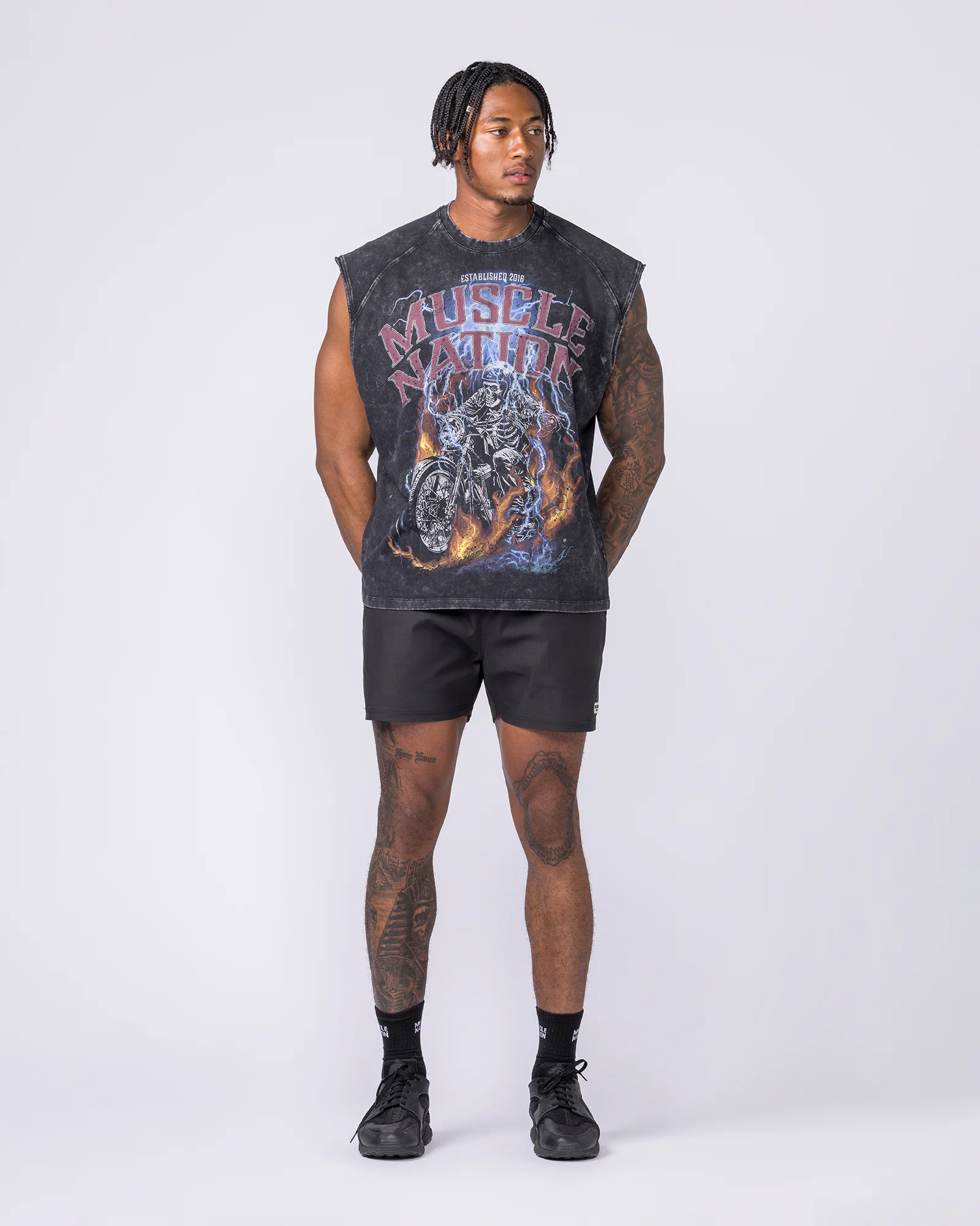 Full Throttle Vintage Boxy Muscle Tank - Washed Black - Image 6