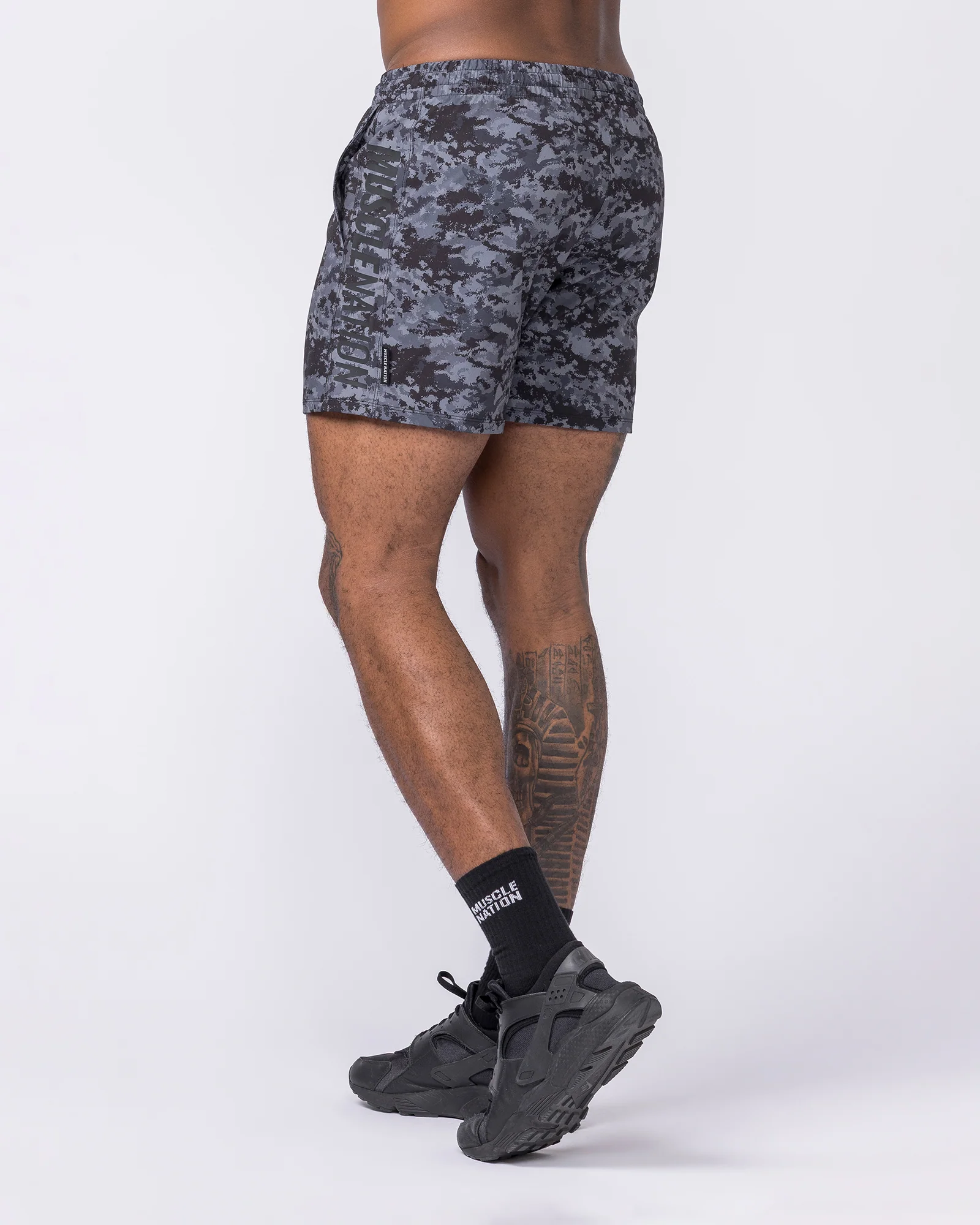 Function 4" Shorts - Grey/ Black Distressed Print - Image 2
