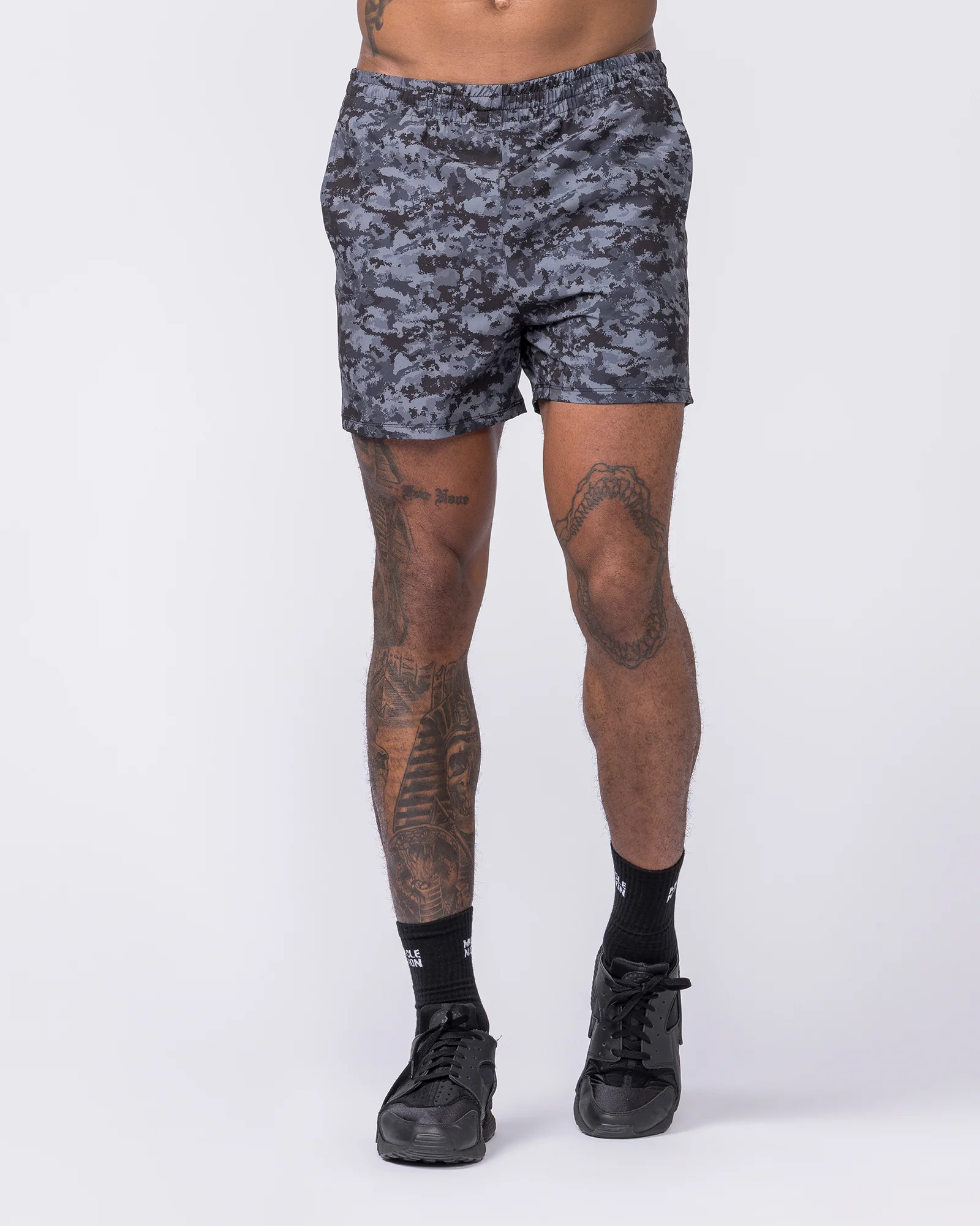 Function 4" Shorts - Grey/ Black Distressed Print - Image 4