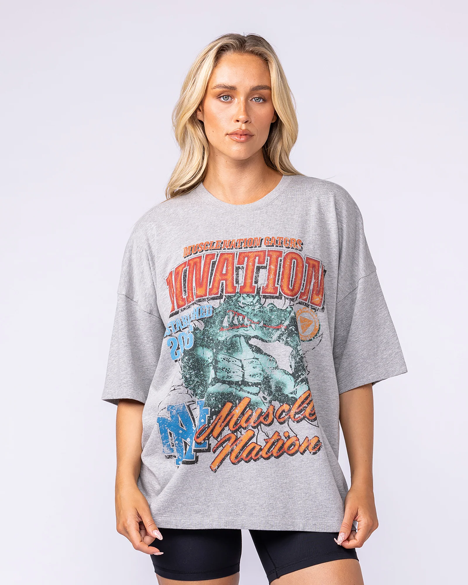 Gators Oversized Boxy Tee - Light Grey Marl - Image 7
