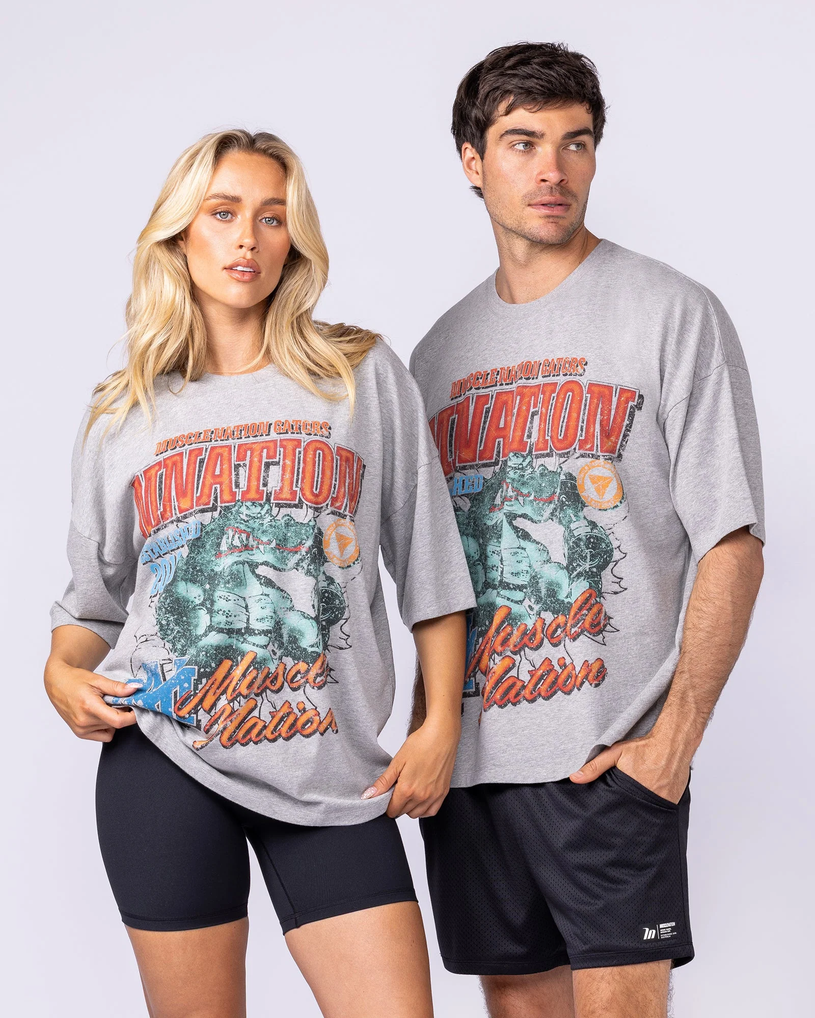 Gators Oversized Boxy Tee - Light Grey Marl - Image 8