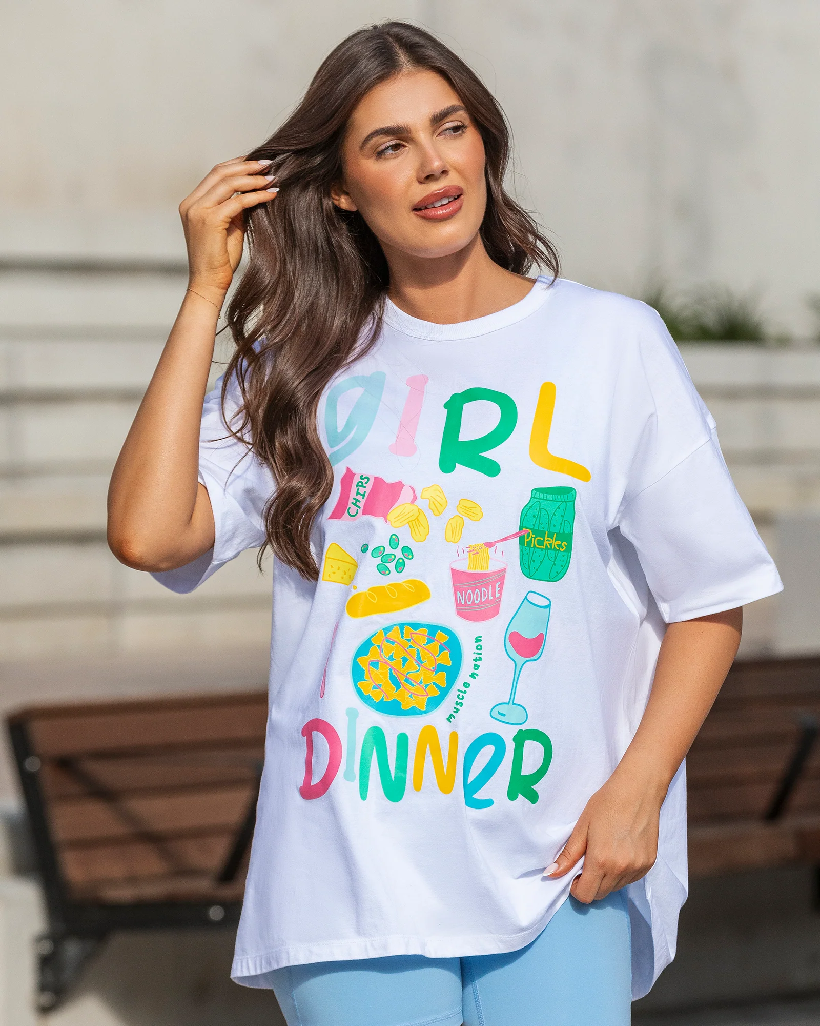 Girl Dinner Oversized Tee - White - Image 6