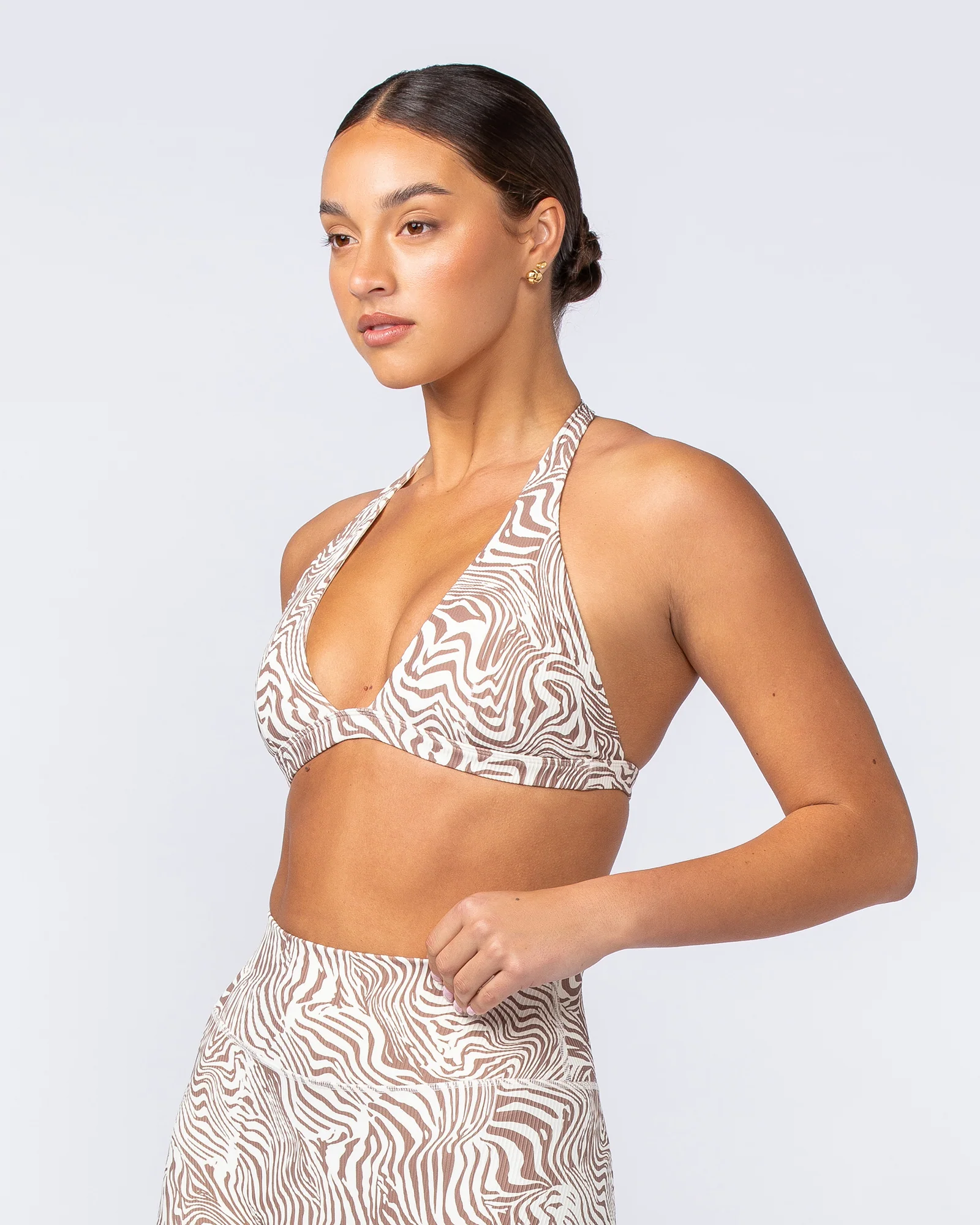 Halter Rib Bralette - Cinnamon Zebra - Image 3