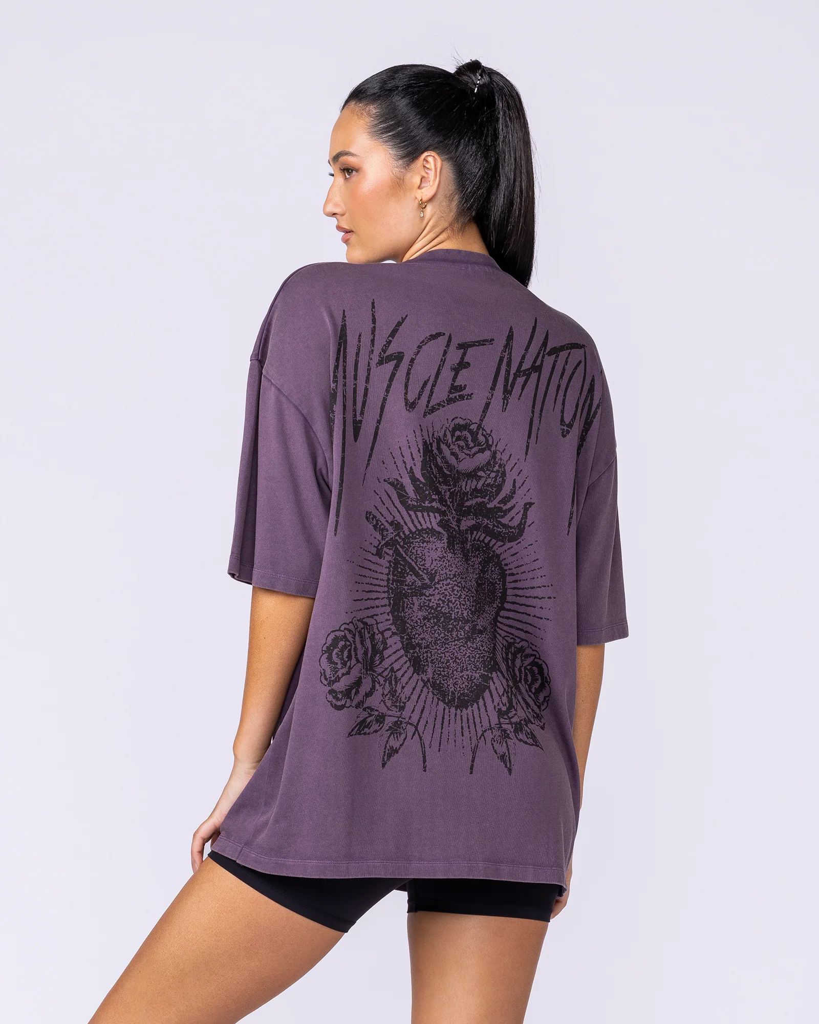 Heartless Oversized Vintage Tee - Washed Dark Purple - Image 7