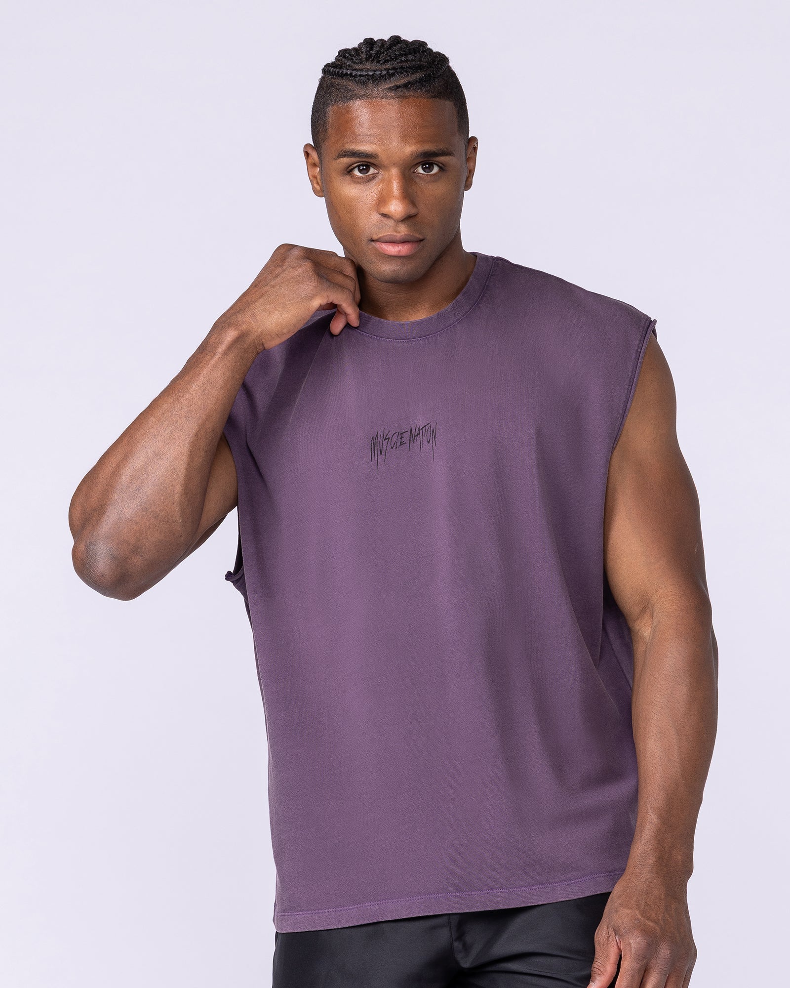 Heartless Vintage Boxy Muscle Tank - Washed Dark Purple - Image 4