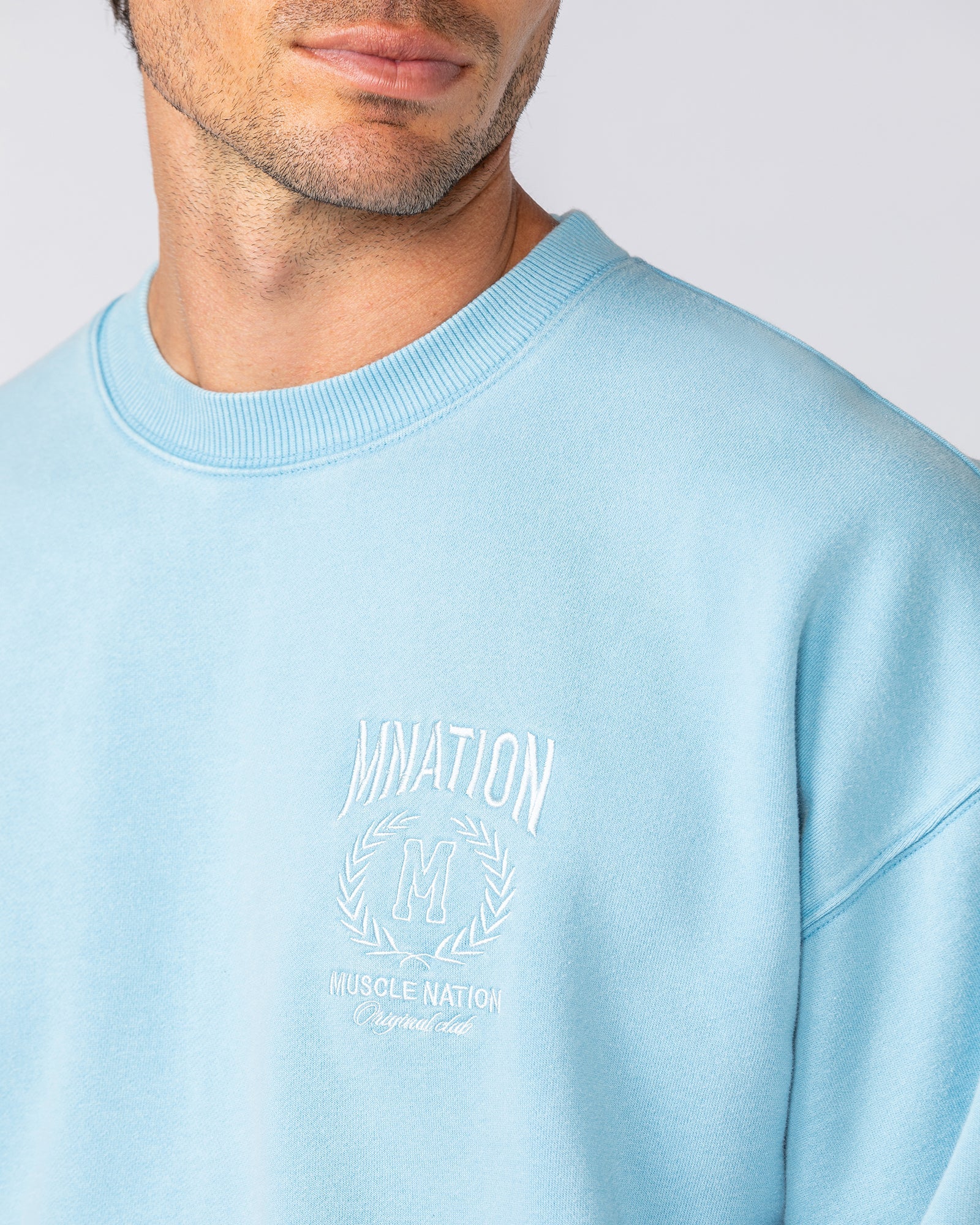 Heritage Crest Crew Pullover - Washed Light Blue - Image 2