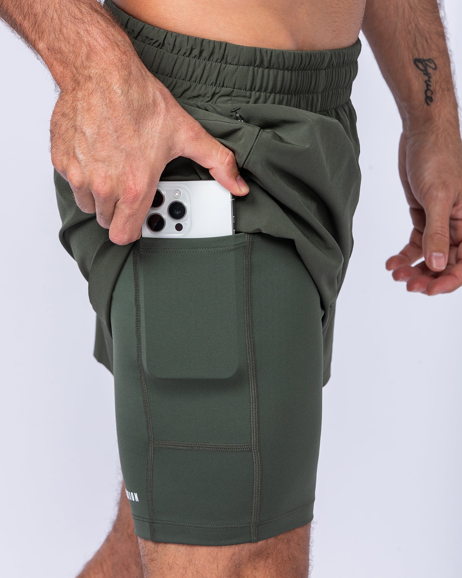 Hybrid 3" Shorts - Dark Khaki - Image 2