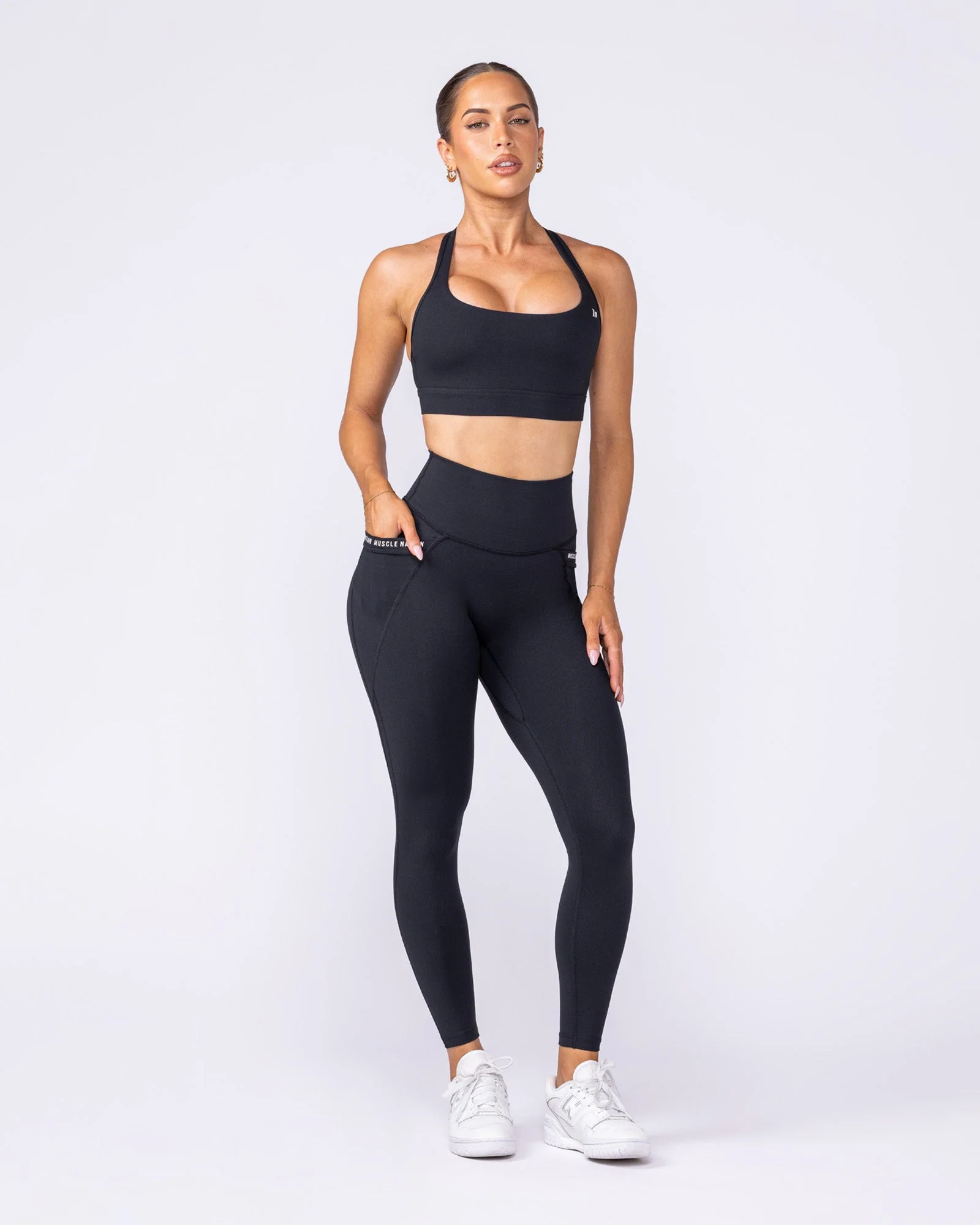 Illusion Signature Pocket Ankle Length Leggings - Black - Image 7