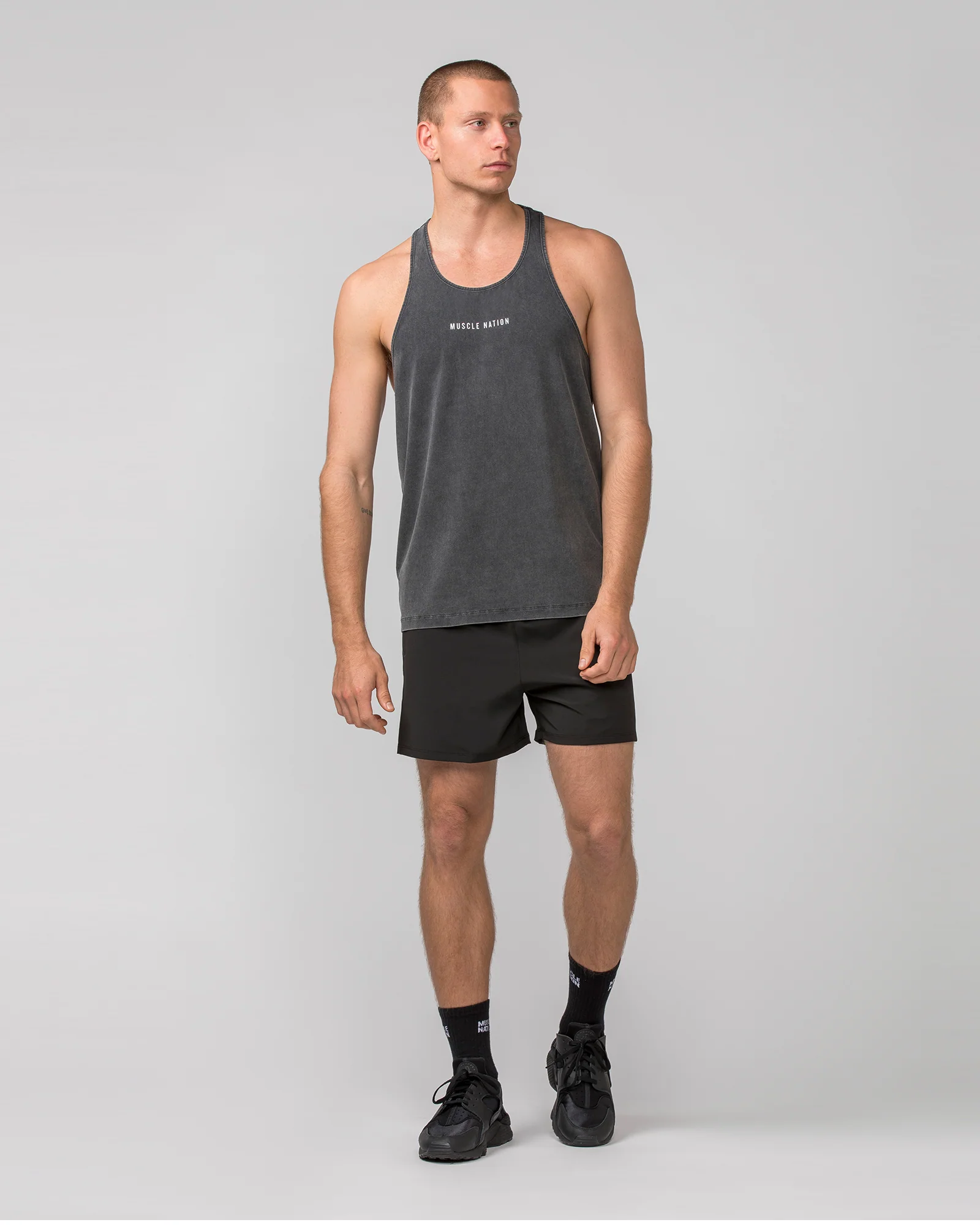 Infinite Y Back Singlet - Washed Black - Image 5