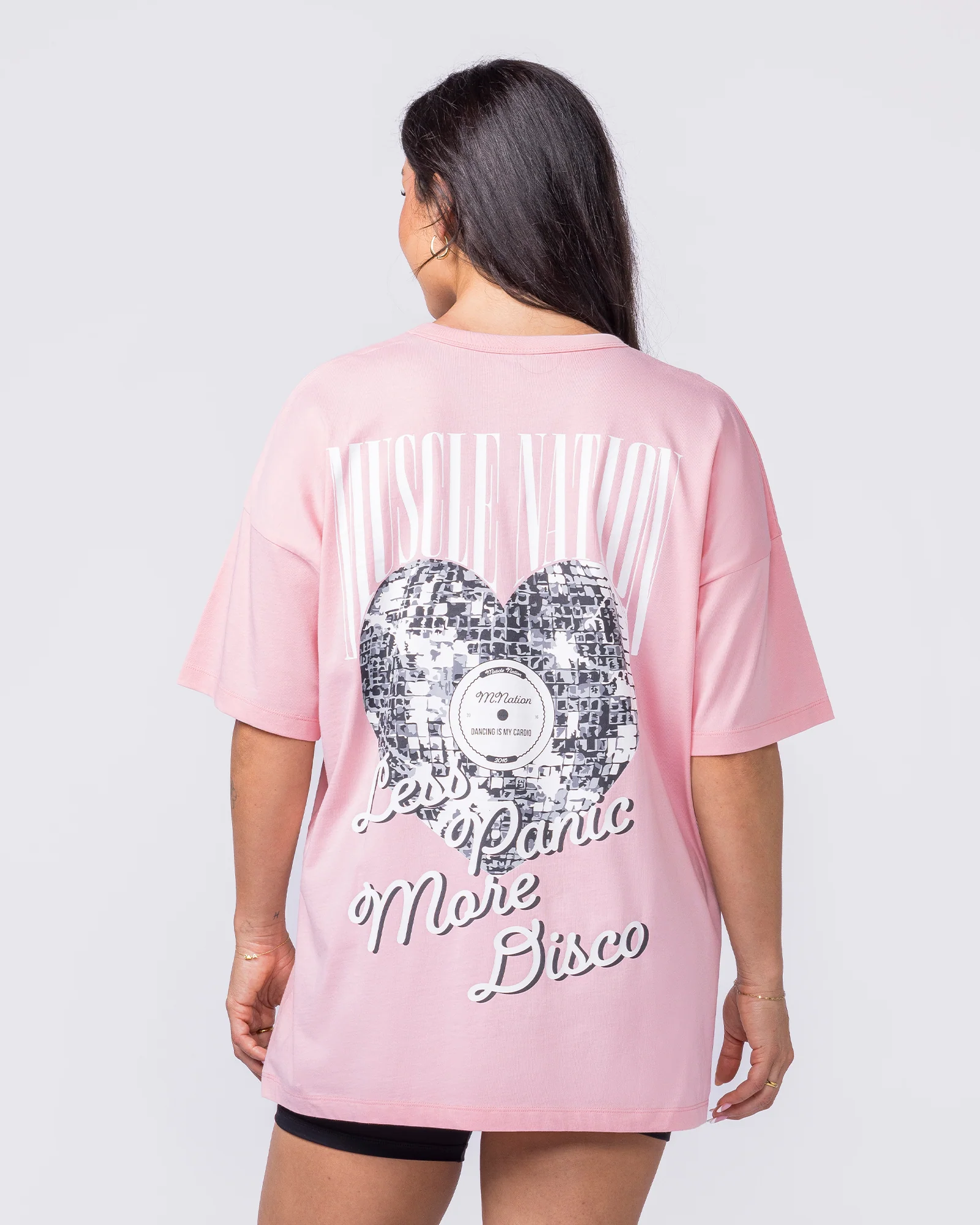 Less Panic More Disco Oversized Tee - Blush - Image 5