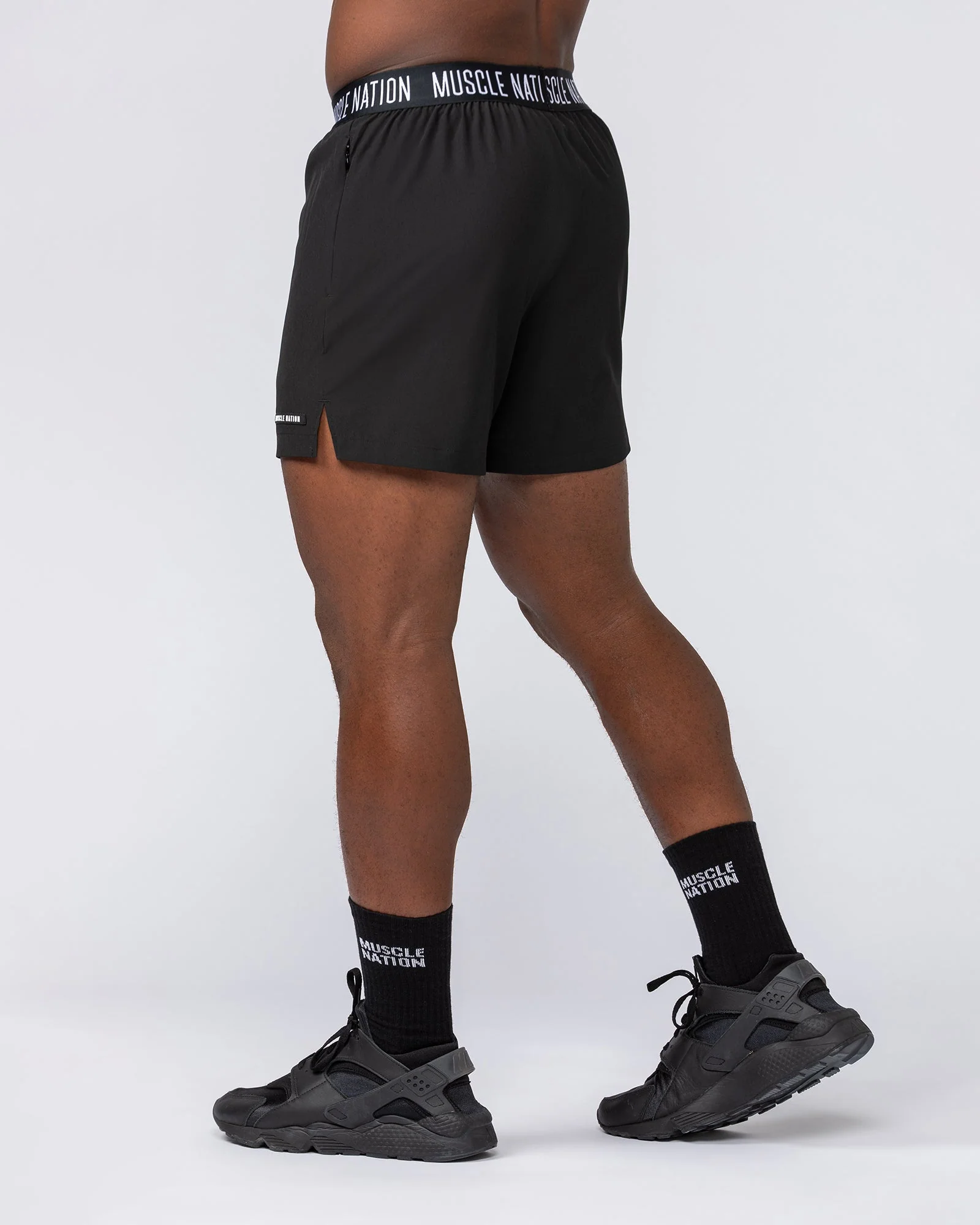 Level Up Training 4" Shorts - Black (Black Logo) - Image 4