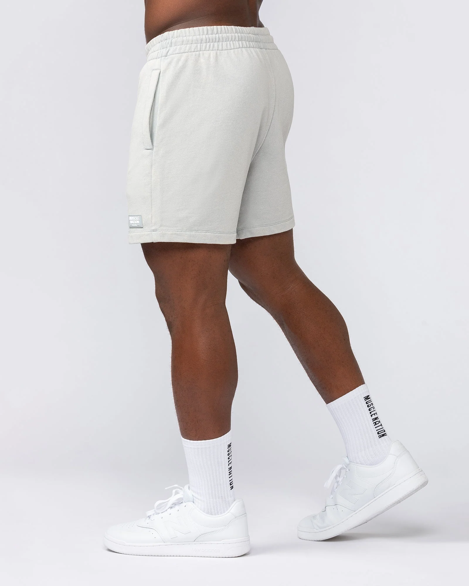 Loopback 5" Sweat Shorts - Washed Light Grey - Image 5